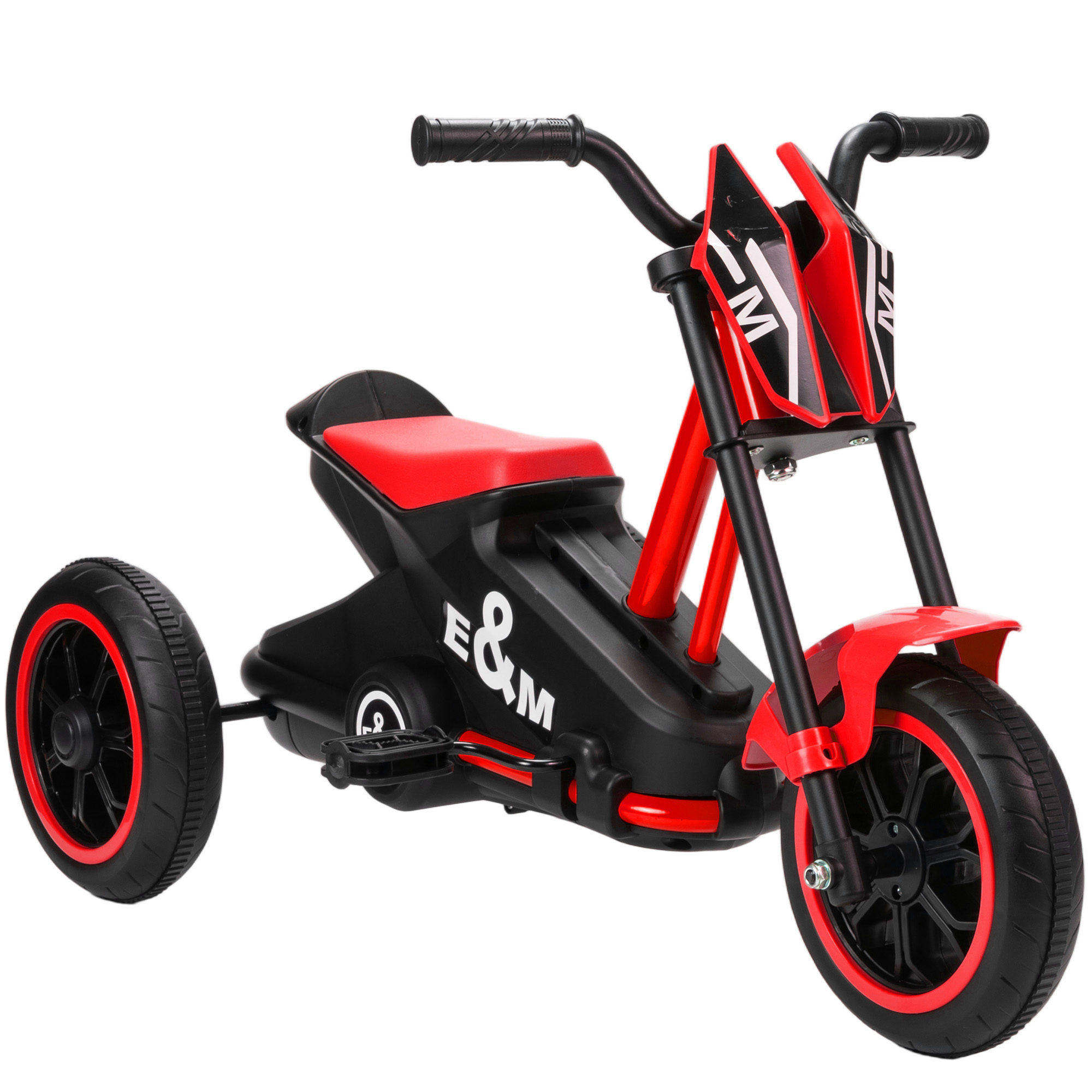 AIYAPLAY Tricycle pour enfants, vélo d'équilibre 3 roues avec pédale pour 18 à 36 mois, pour intérieur et extérieur, rouge