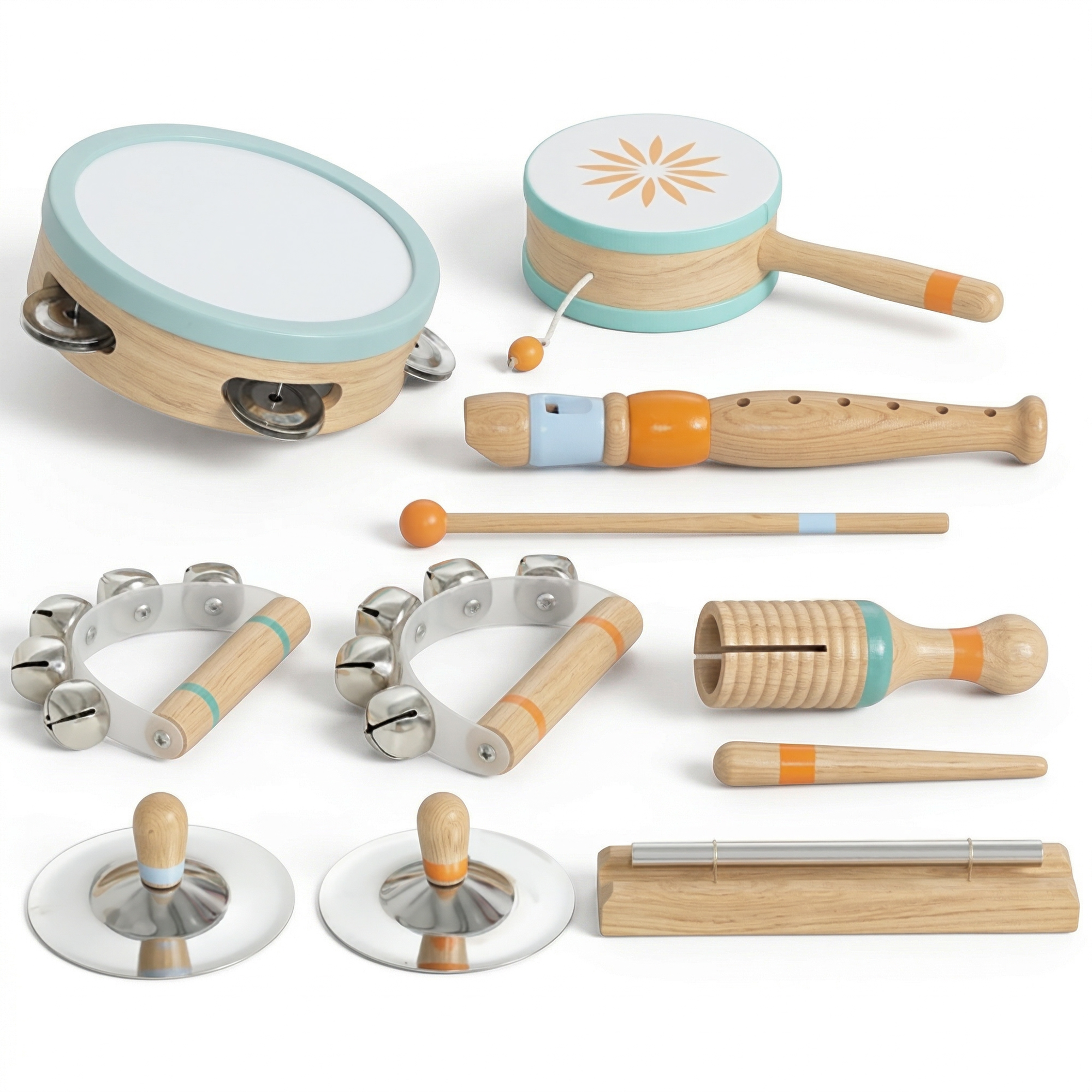 AIYAPLAY Instruments de Musique pour Enfants, Jouets Musicaux en Bois d'Inspiration avec Tambourin et Maracas pour Enfants 3+ Ans