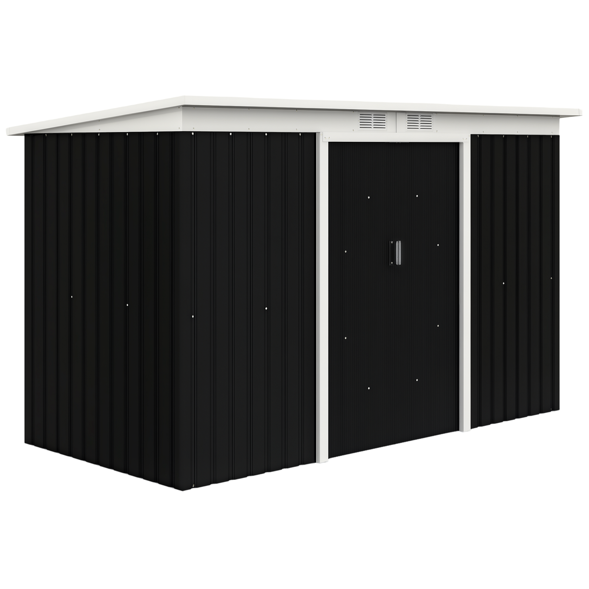 Outsunny Abri de Jardin remise à outils en acier galvanisé avec portes coulissantes, dim. 280L x 130l x 172H cm, noir-AOSOM.fr