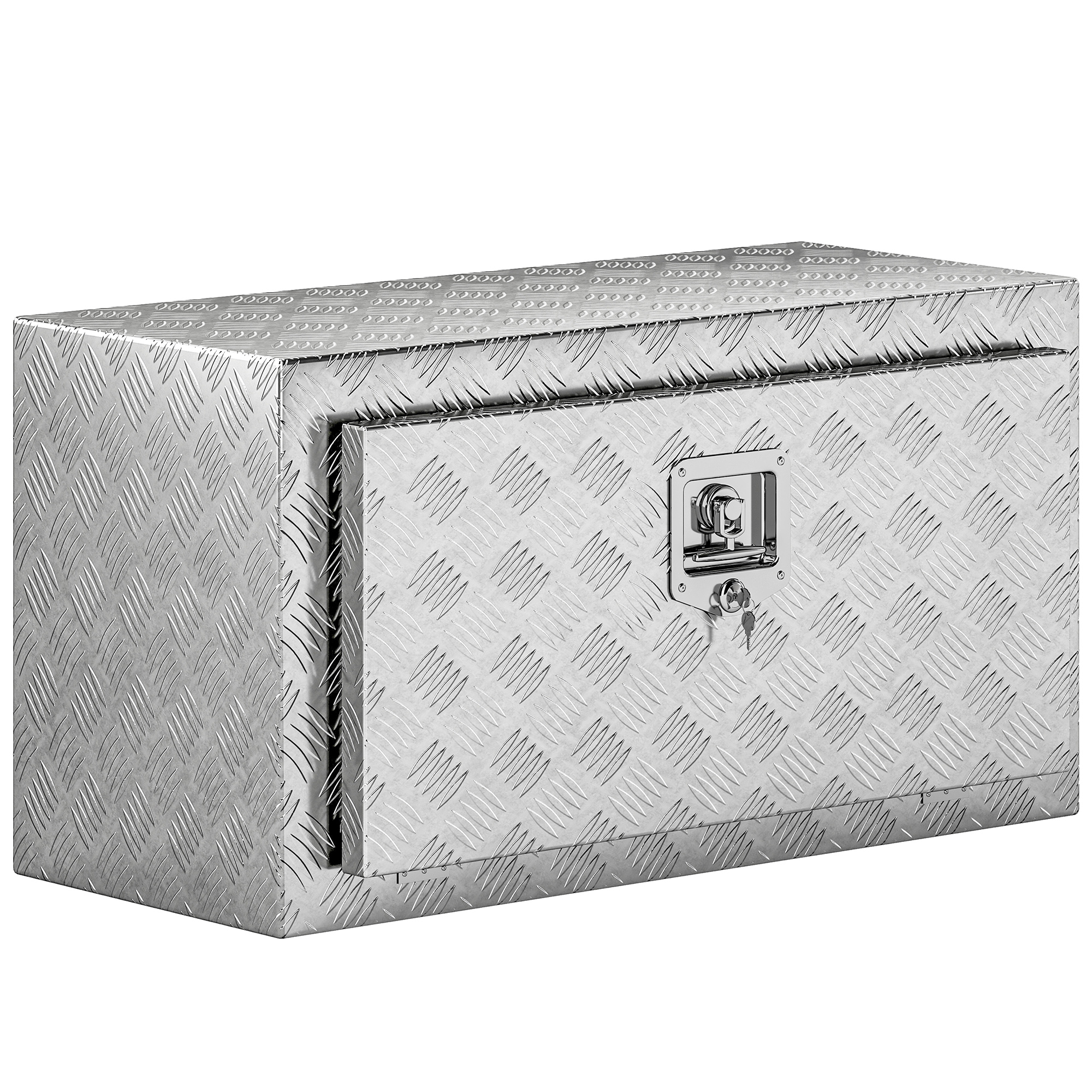 HOMCOM Cutie de Unelte din Aluminiu cu Încuietoare și 2 Chei, Cutie de Depozitare 96L, Rezistentă și Impermeabilă, pentru Pick-Up, Camper, Remorci, 76,2x35,5x40,6cm, Argintiu | Aosom Romania