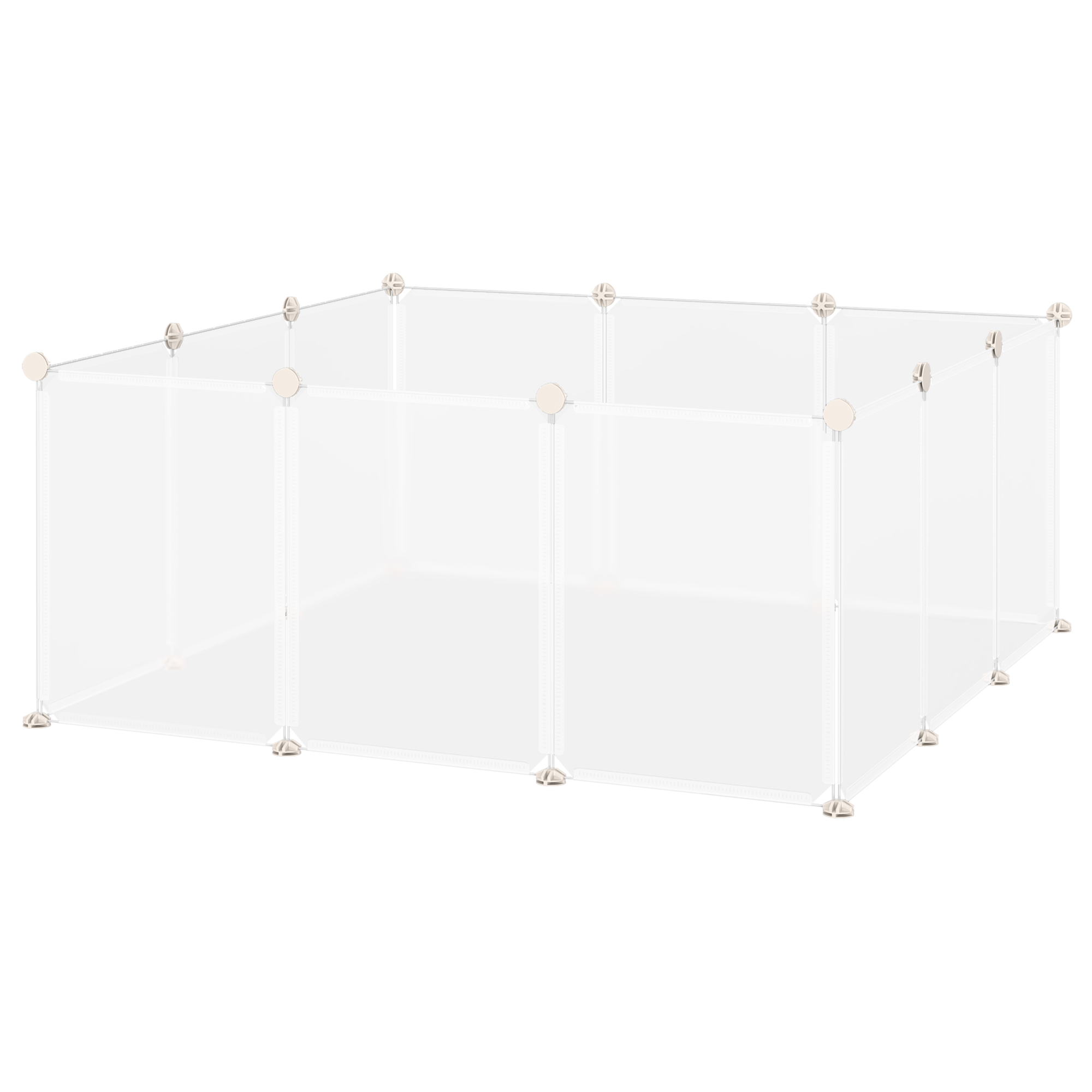 PawHut Portable Pet Playpen DIY Enclosure, 12 Panel Plastic Fence for Bunny, Guinea Pig, Hedgehog, Chinchilla, White   Aosom UK