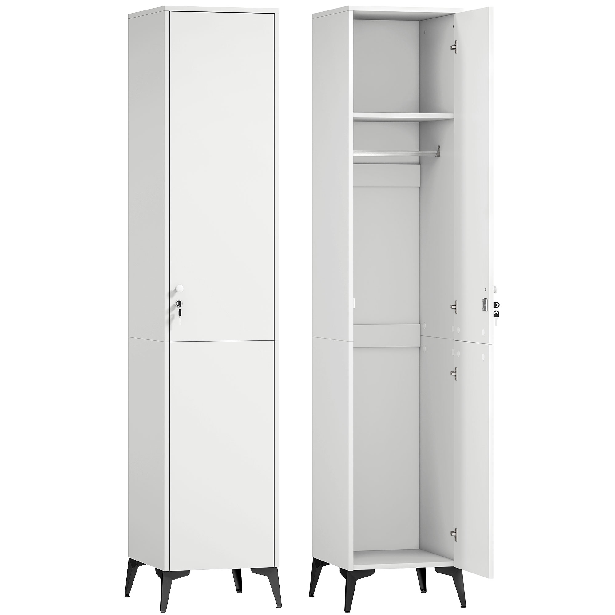 HOMCOM Armoire chambre étroite penderie avec porte, tringle et étagères de rangement, 36 x 40 x 180 cm, blanc