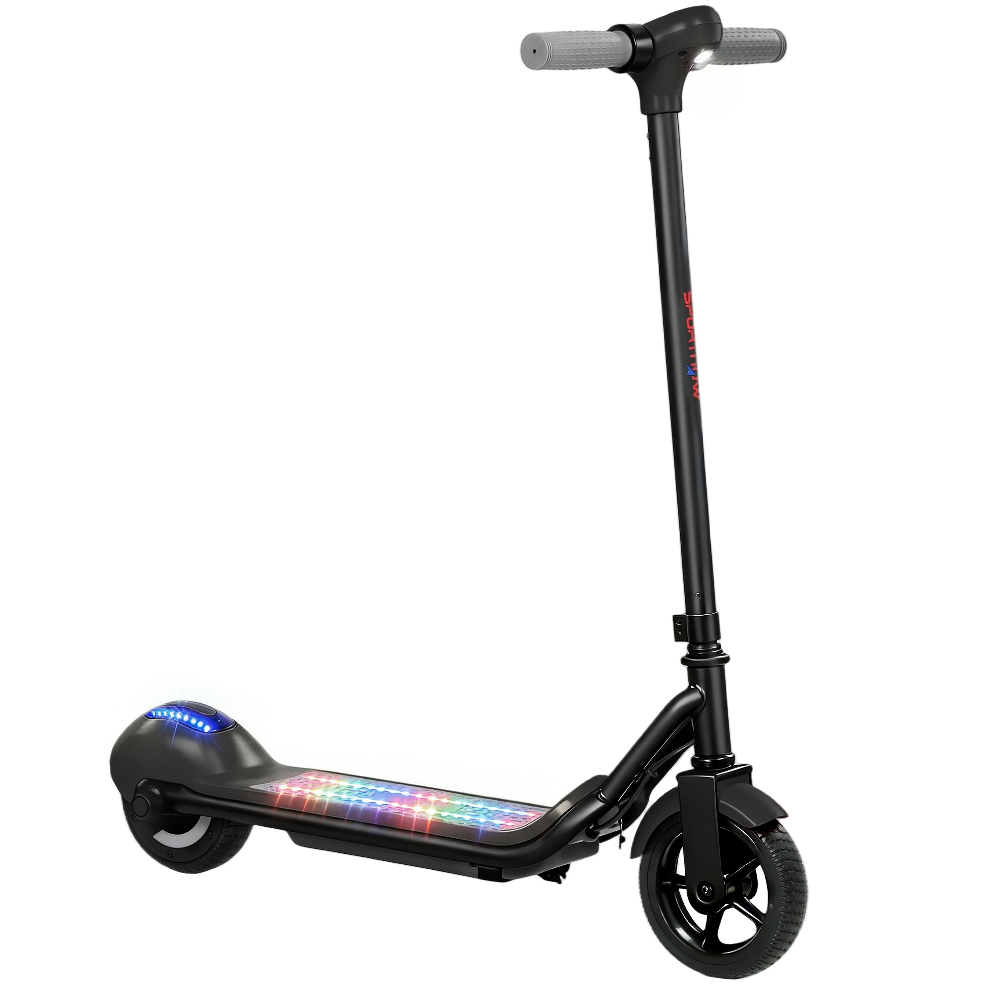 SPORTNOW Trottinette électrique enfants 6-14 ans, écran LED, lumières RGB, pneus 6,5'', vitesse 10 km/h, démarrage au kick, noir