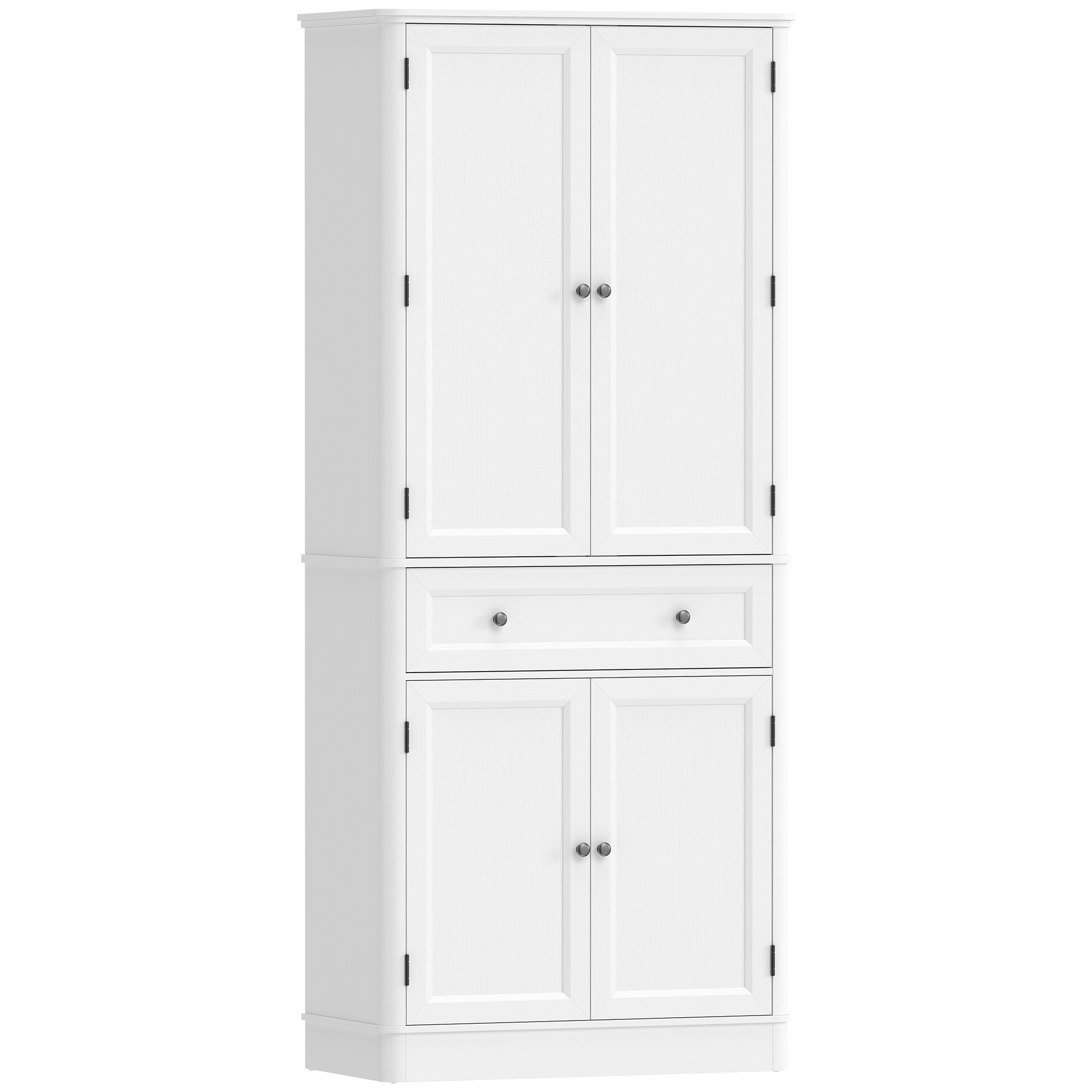 HOMCOM Armoire de cuisine avec 4 portes, tiroir et étagères réglables pour cuisine, 80 x 39,5 x 186,4 cm Blanc