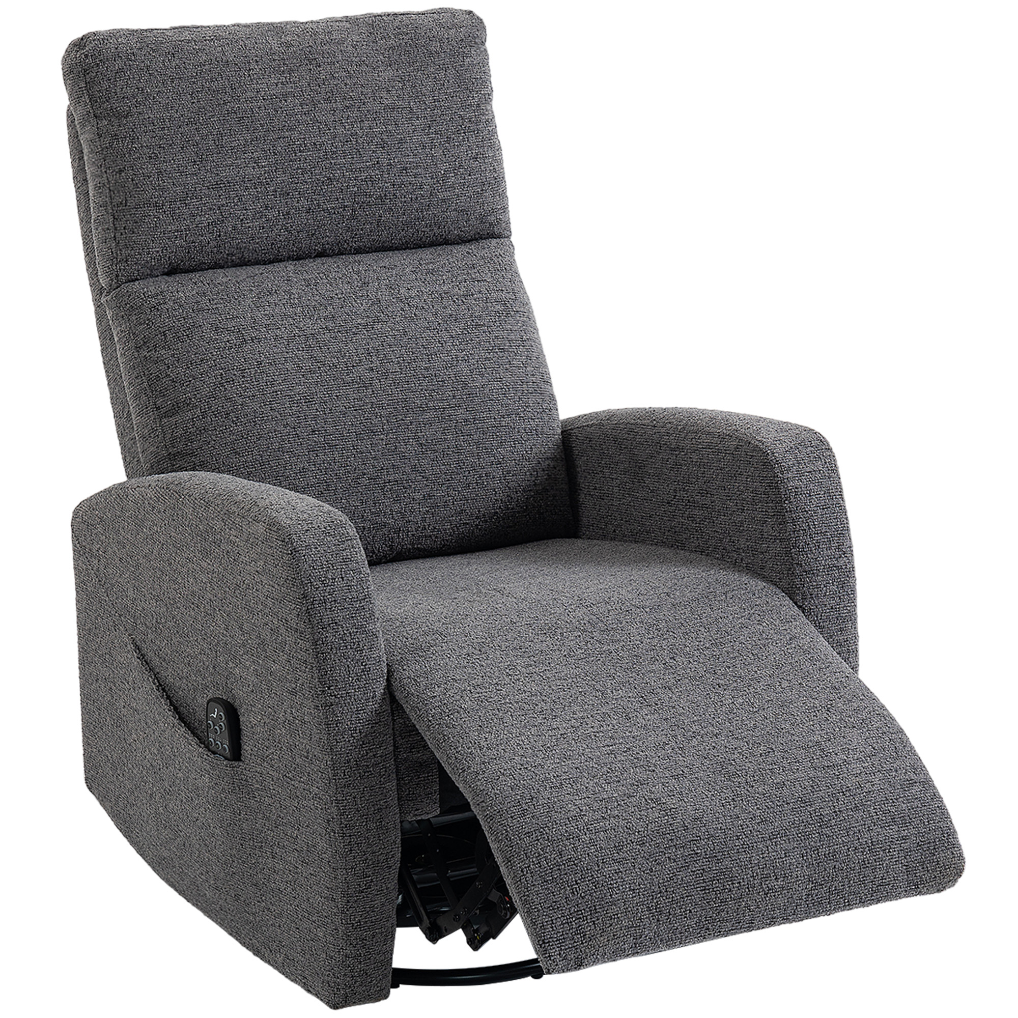 HOMCOM Fauteuil relax, fauteuil massant en chenille avec fonction chauffante, rotation 360°, mécanisme à bascule, réglage manuel, gris foncé