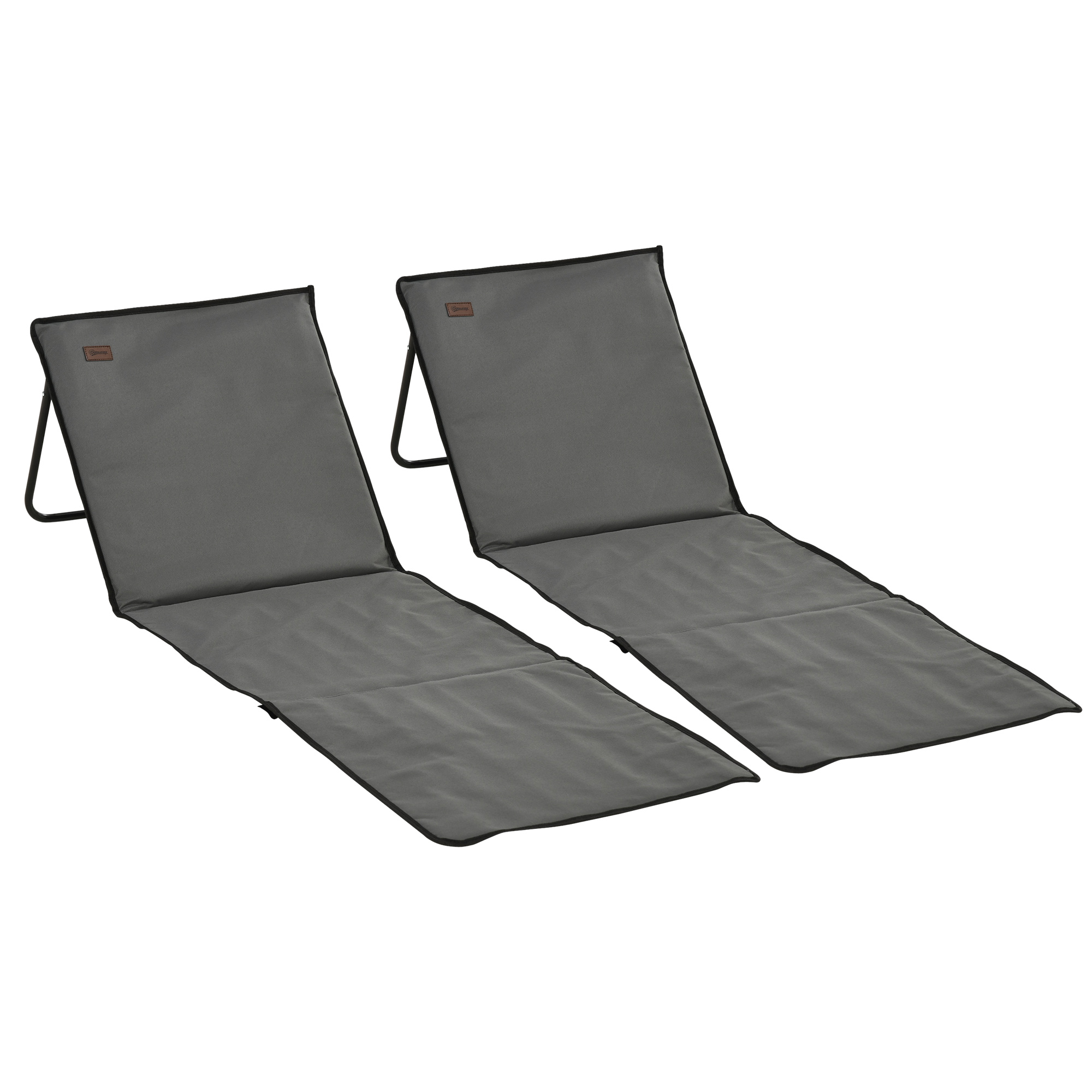 Outsunny Lot de 2 tapis de plage rembourré dossier inclinable multi-positions acier polyester gris