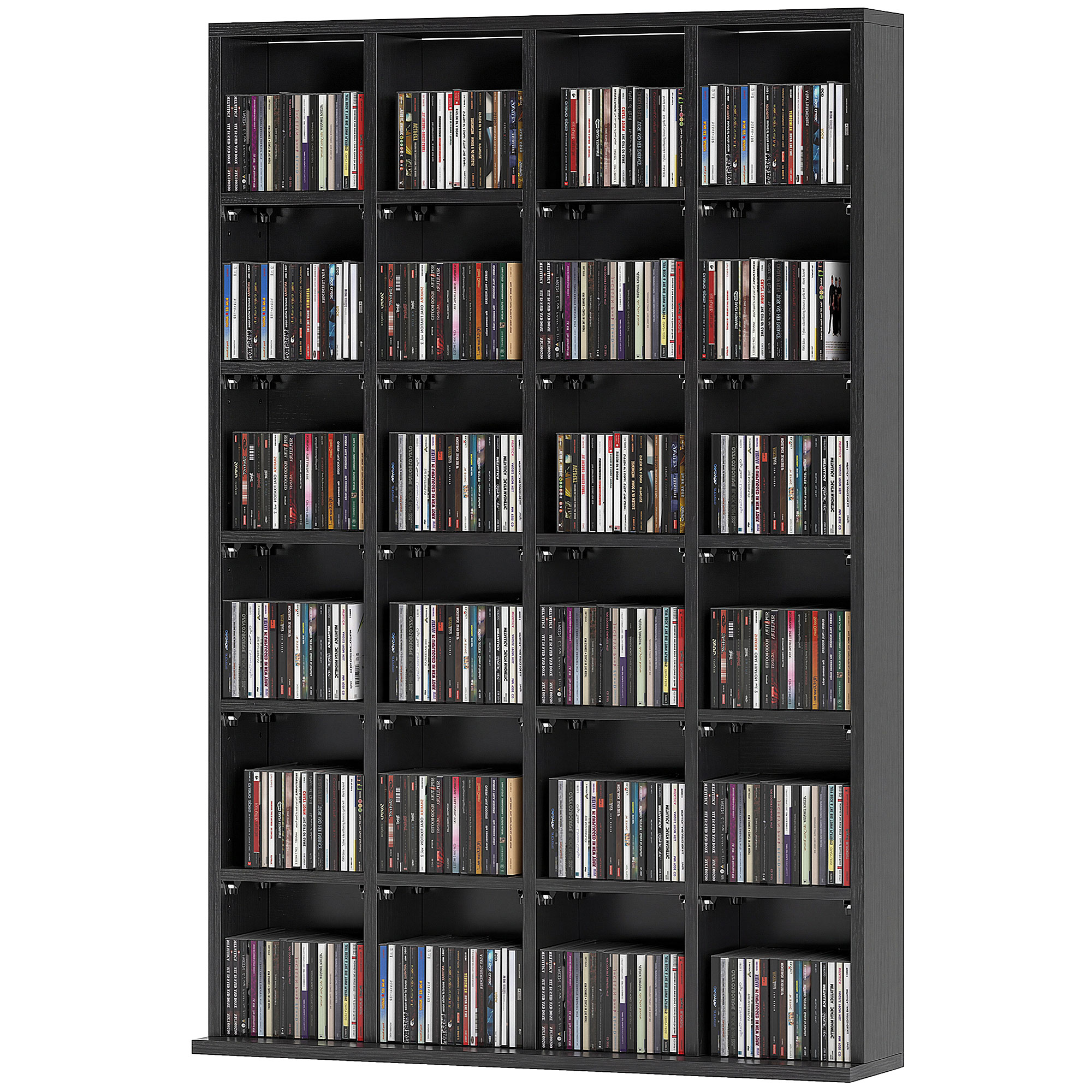 HOMCOM Meuble de rangement multimédia 480 CD/ 312 DVD - bibliothèque en bois avec étagères réglables, 89 x 130,5 cm, noir