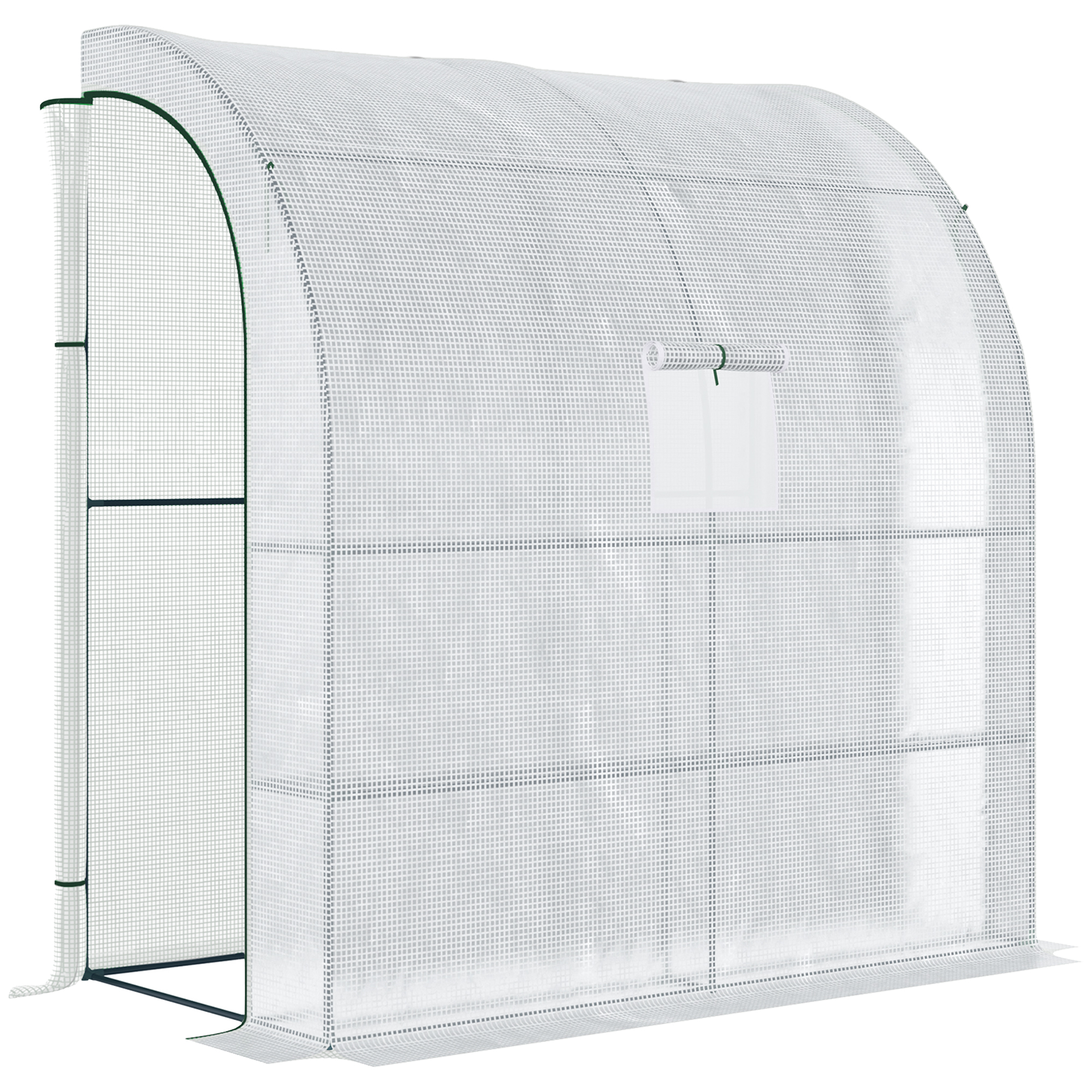 Outsunny 7' x 3' x 7' Outdoor Walk-In Greenhouse, Plant Nursery with Roll-up Windows, PE Cover, and 3 Wire Shelves, White | Aosom Romania