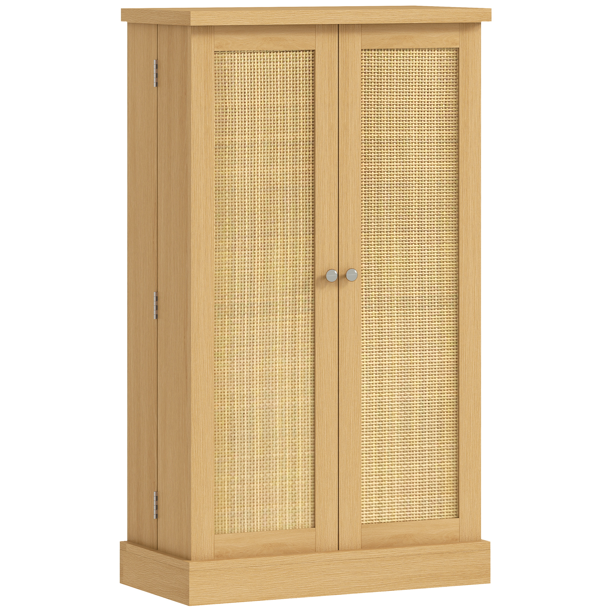 HOMCOM Armoire de cuisine en rotin 104 cm avec étagère 5 niveaux, 12 compartiments à épices et étagères réglables, bois naturel