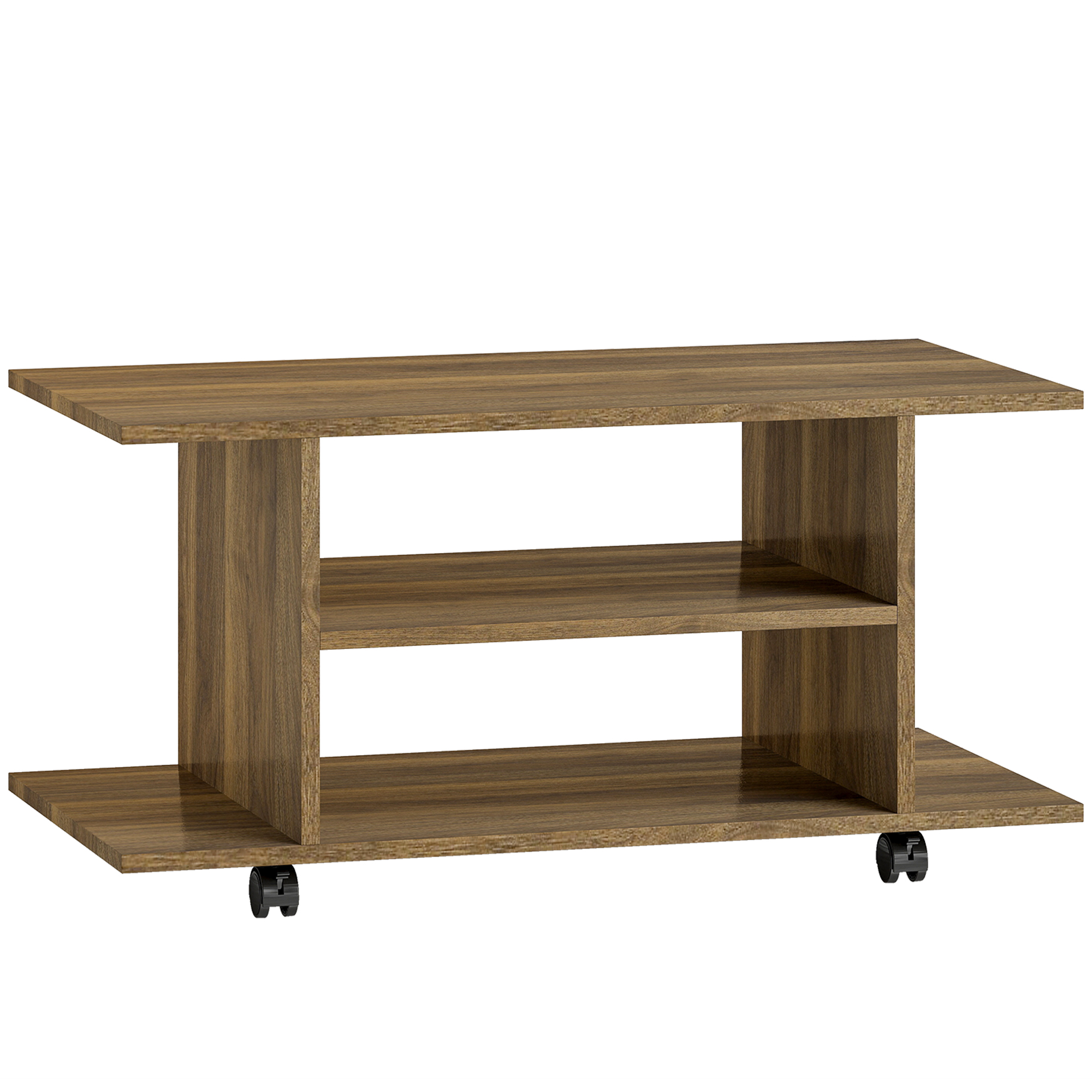 HOMCOM TV-Möbel mit Rollen 80 cm, Fernsehmöbel für Fernseher bis zu 107 cm mit offenen Regalen, moderner Stil, TV-Bank für Wohnzimmer, Schlafzimmer, schwarz Aosom