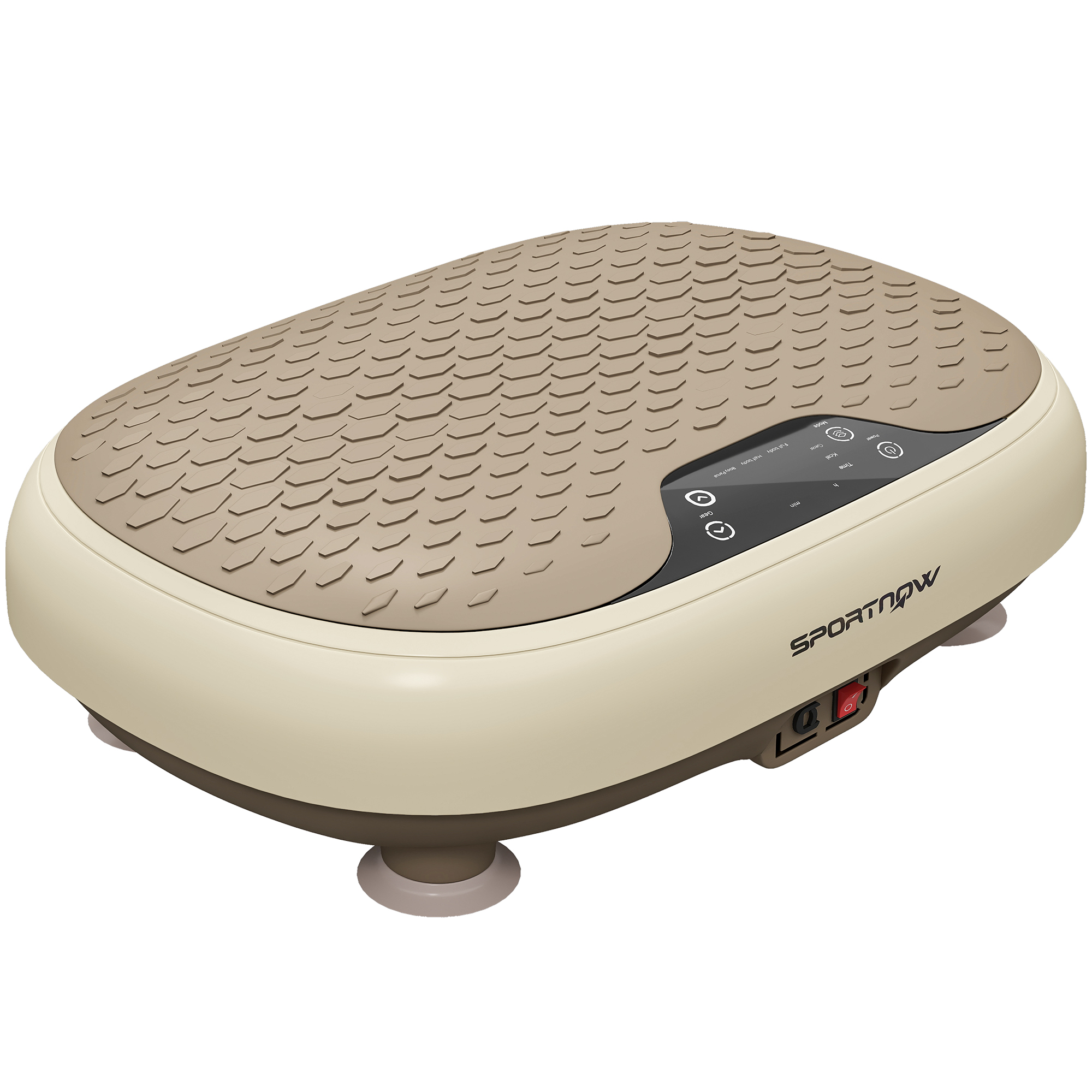 SPORTNOW Plateforme Vibrante, 20 Niveaux de Vitesse, 3 Programmes, Écran LED et Télécommande, 46 x 33 x 13,5 cm, Beige