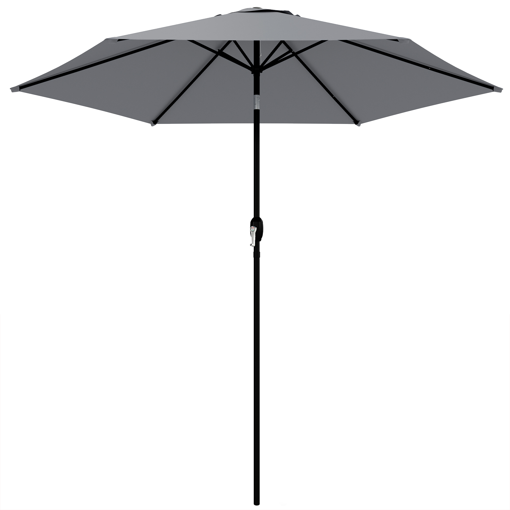 Outsunny Parasol de Jardin Extérieur Rond 2m, Inclinable à 30°, Manivelle, Mât en Aluminium, Toile 180 g/m², Anti-UV, Gris Foncé