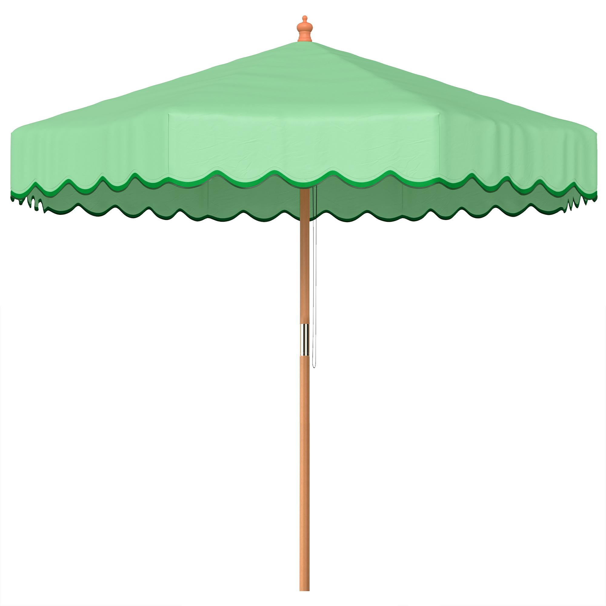 Outsunny Parasol de Jardin Rond avec Volants Rétro Chic Aspect Bois Protection Solaire UV 230cm Vert Clair