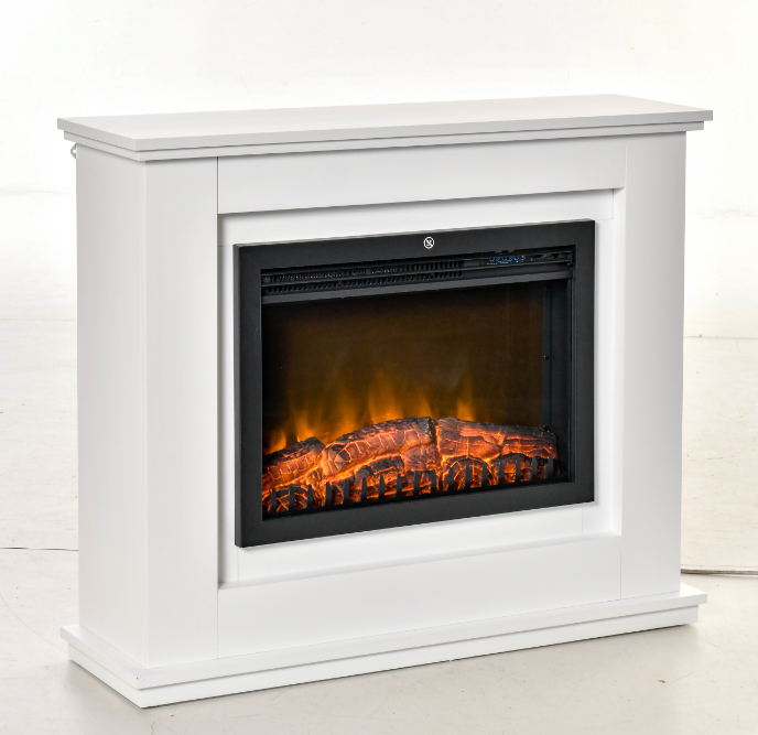 HOMCOM Elektrokamin Elektrischer Standkamin mit Heizung, LED 3D-Flammeneffekt, 2 Leistungsstufen, 2000W Kamin mit adaptive Startfunktion, Fernbedienung, Timer, Überhitzungsschutz Weiß Aosom