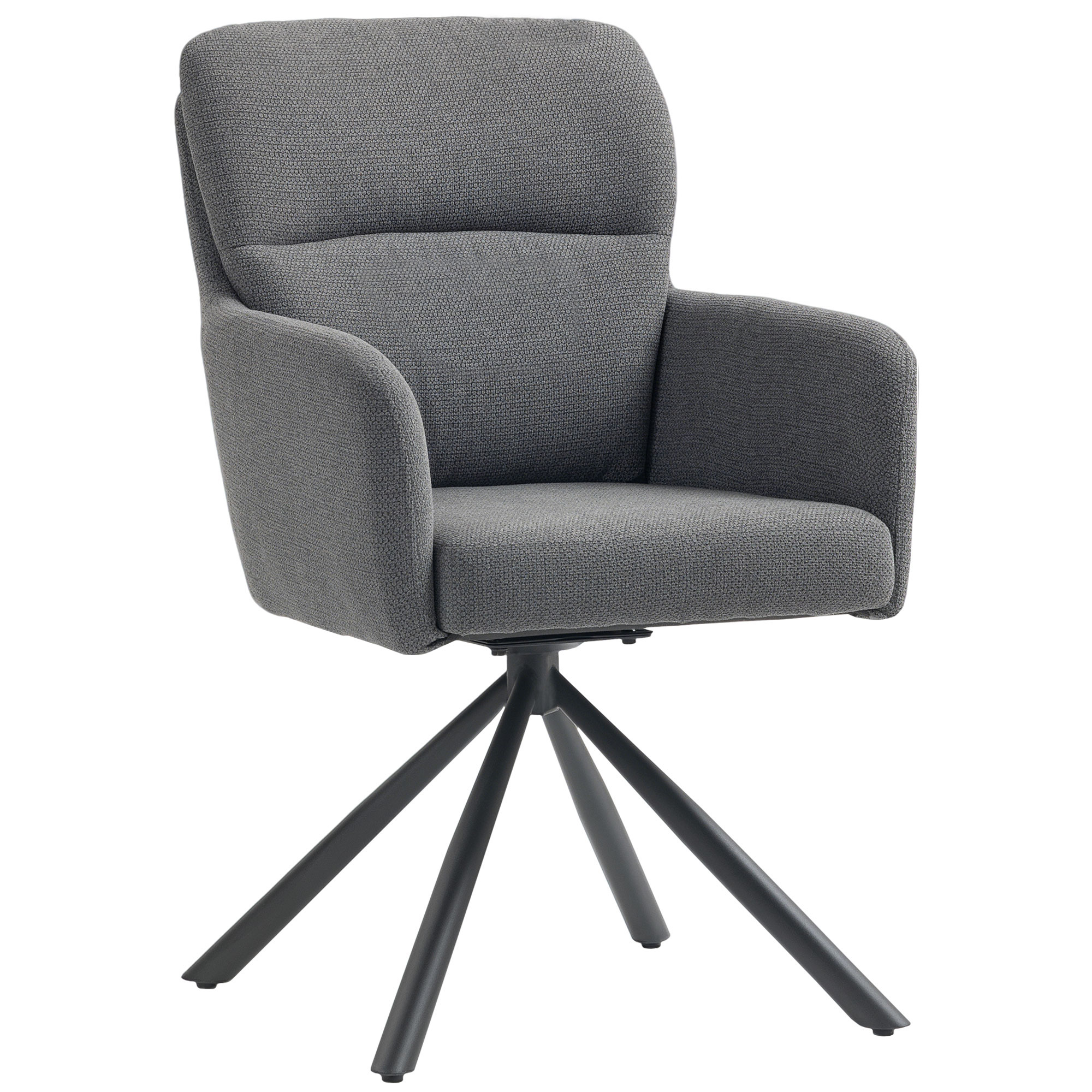HOMCOM Esszimmerstuhl 360° Drehbar Küchenstuhl mit Leinenbezug, Ergonomisch Drehstuhl mit Armlehne, Rückenlehne, Metallbeine, Polsterstuhl, Armlehnenstuhl für Esszimmer Wohnzimmer, Grau Aosom