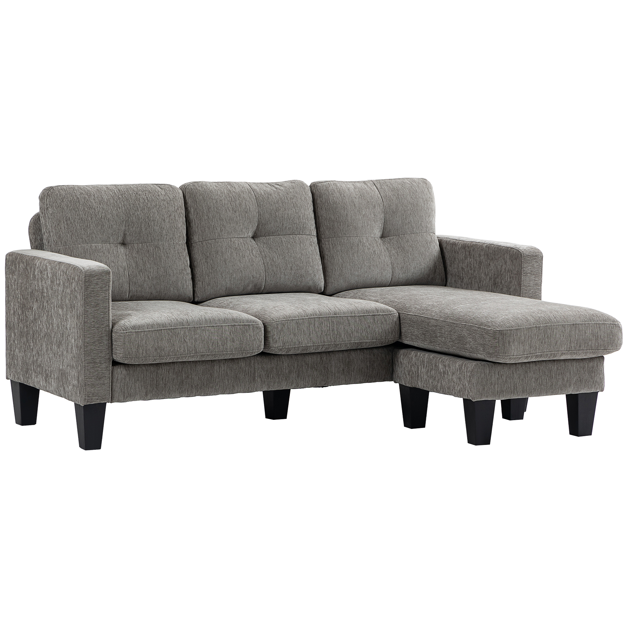 HOMCOM Ecksofa, Eck-Couch mit umkehrbarer Chaiselongue, Sofa in L-Form, Gepolstert Eckcouch mit Federkern, Stahlrahmen Chenille-Optik, 186 x 130 x 84 cm, Braun Aosom