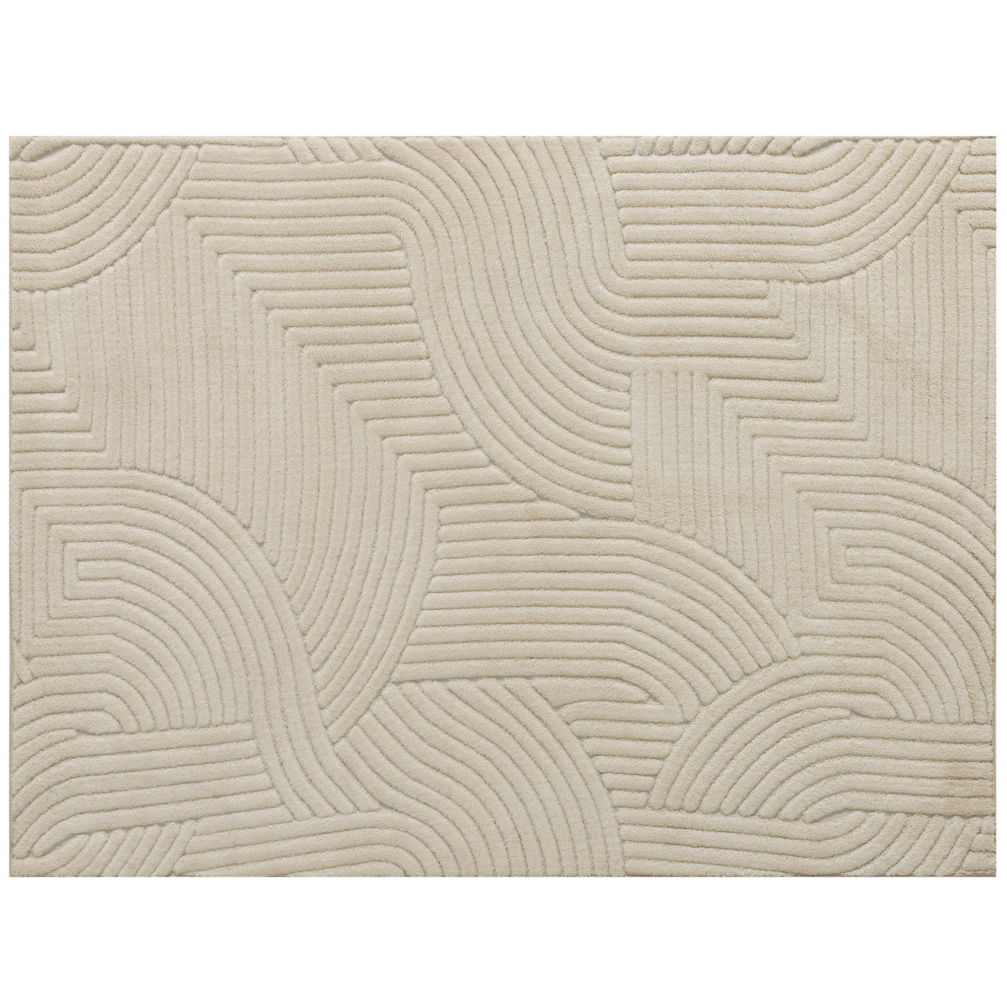 HOMCOM Modern Geometric Rug, Thick & Plush, Non-Slip, 200 x 140 cm – Cream, Living Room/Bedroom/Office
