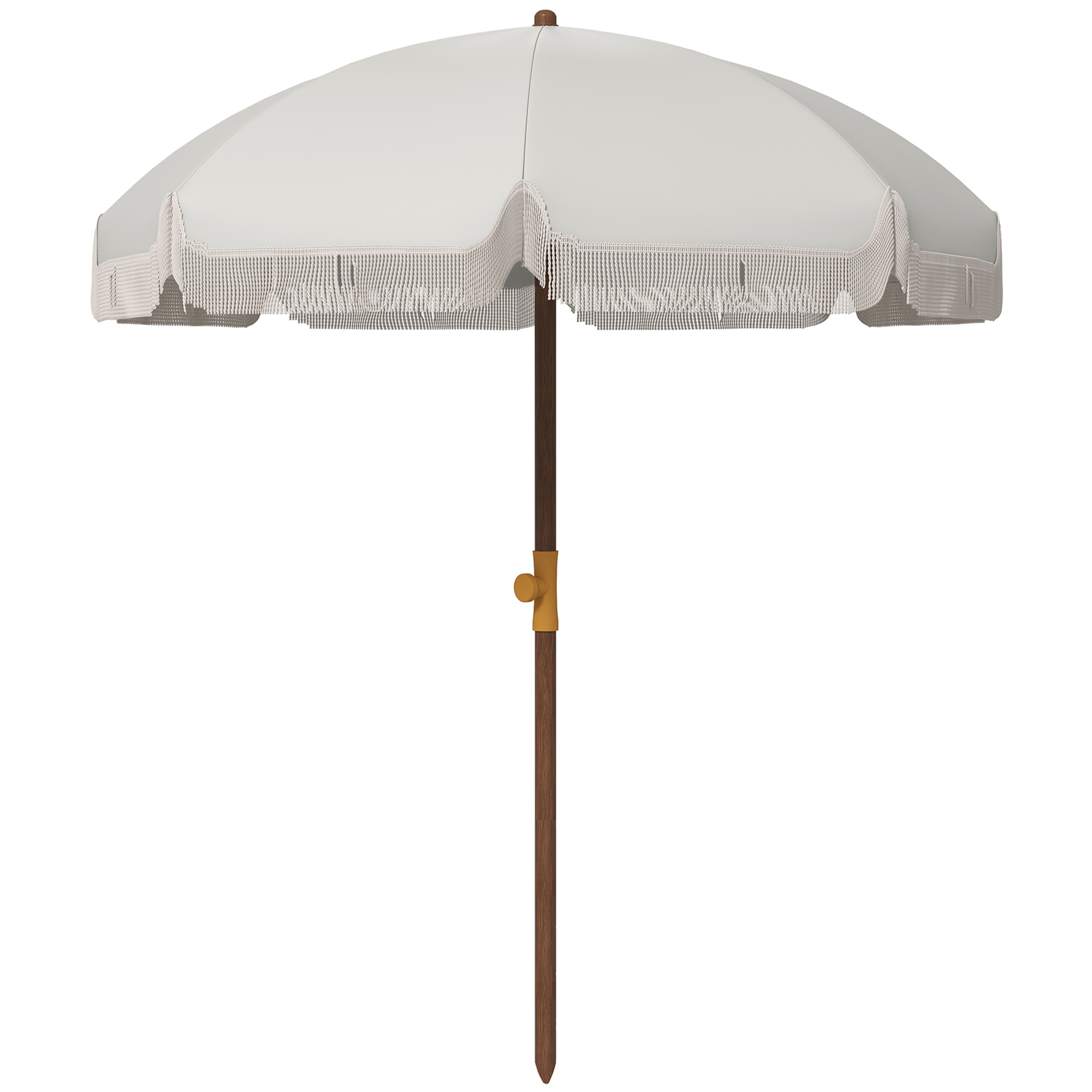 Outsunny Parasol de plage parasol d'extérieur rond parasol à frange protection UV 40 + avec 8 baleines crème