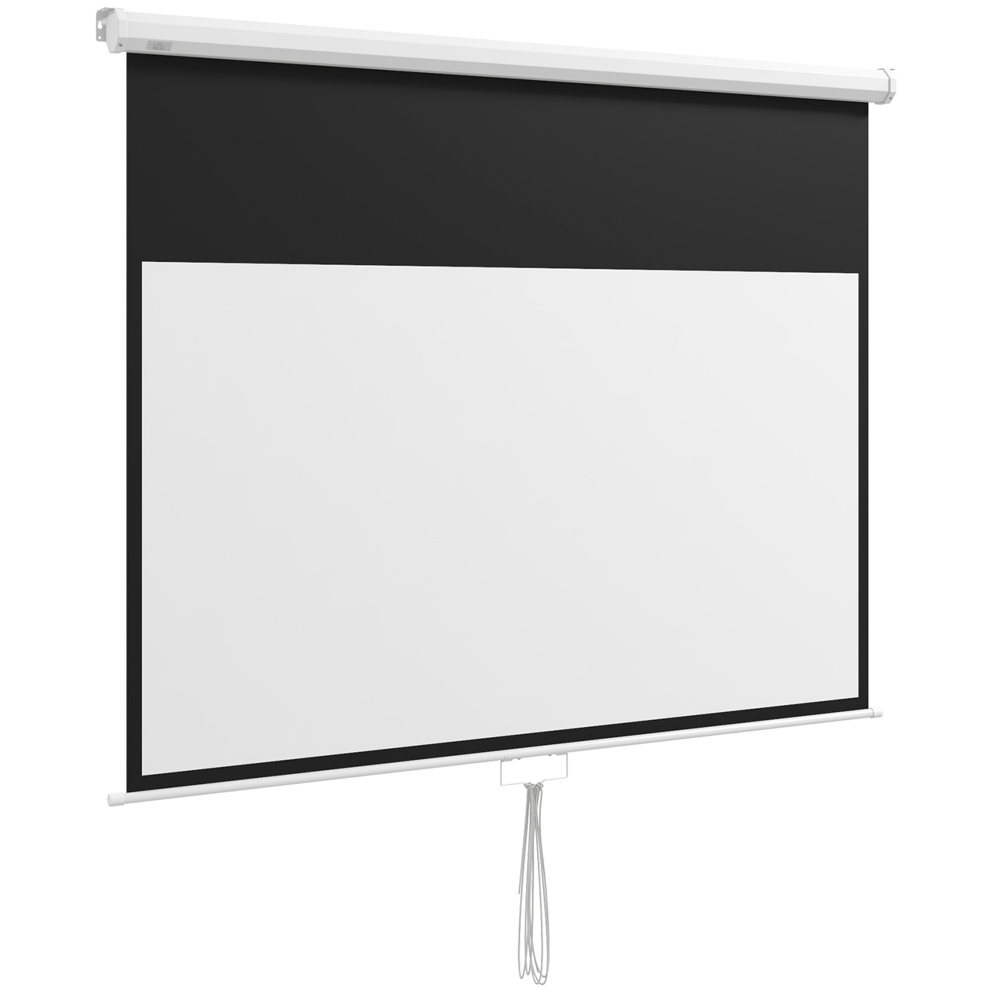 HOMCOM Beamer Leinwand 172 x 96 cm manuell, Rollleinwand für 4K HD, Filmleinwand für Heimkino und Präsentationen, weiß Aosom.de