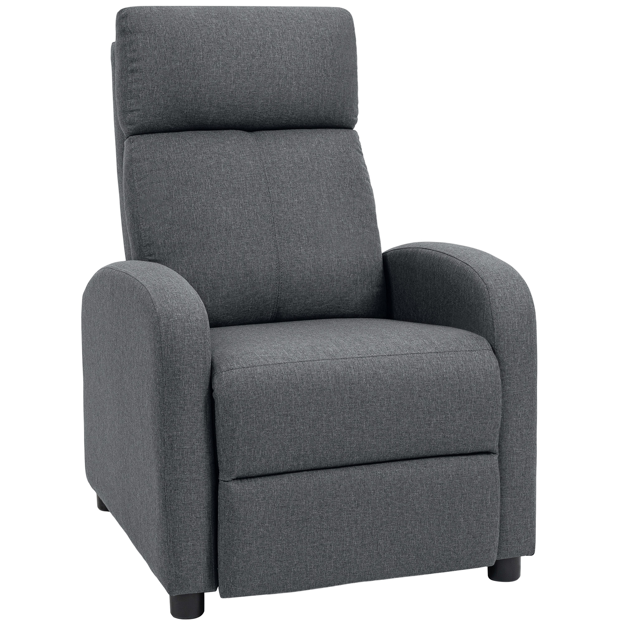 HOMCOM Fotoliu Relax și Reclinabil la 135° cu Suport de Picioare în Material Textil, 69x87x100.5 cm, Gri | Aosom Romania