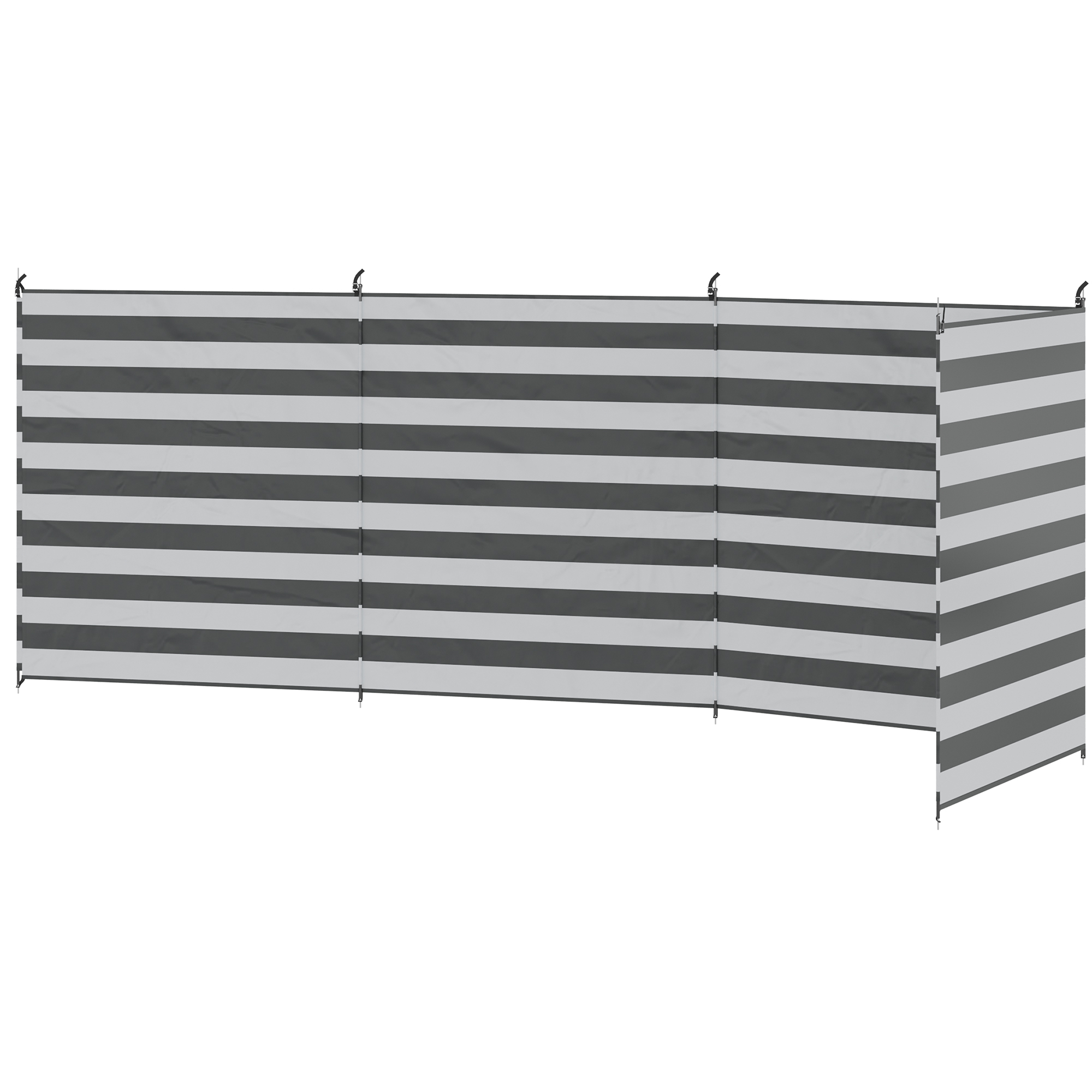 Outsunny 5 Pole Camping Windbreaks, Beach Wind Shield Shelter w/ Carry Bag and Steel Poles, Caravan Privacy Shield, 540cm x 150cm, Grey