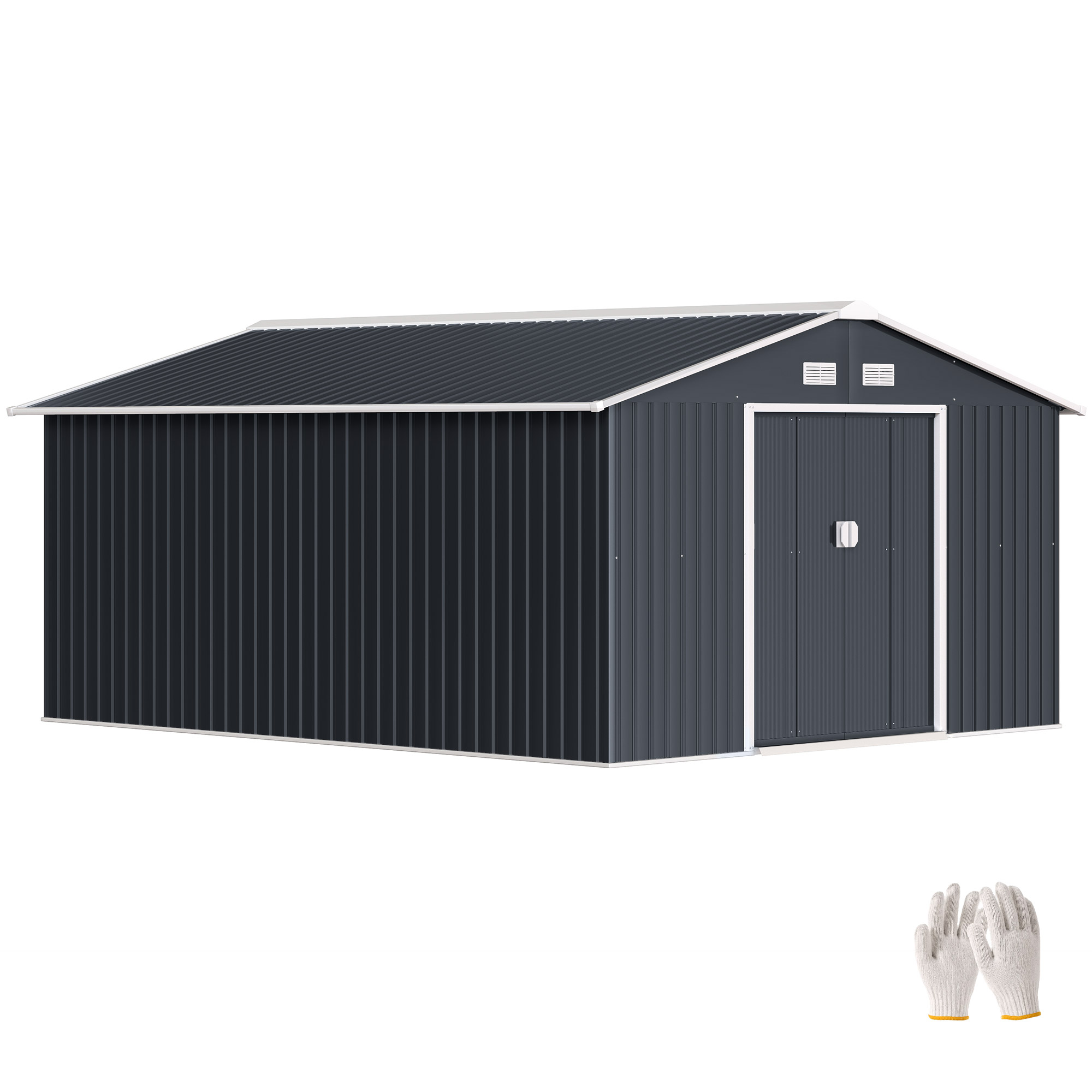 Outsunny Capanno da Giardino con Doppie Porte Scorrevoli e 4 prese ...