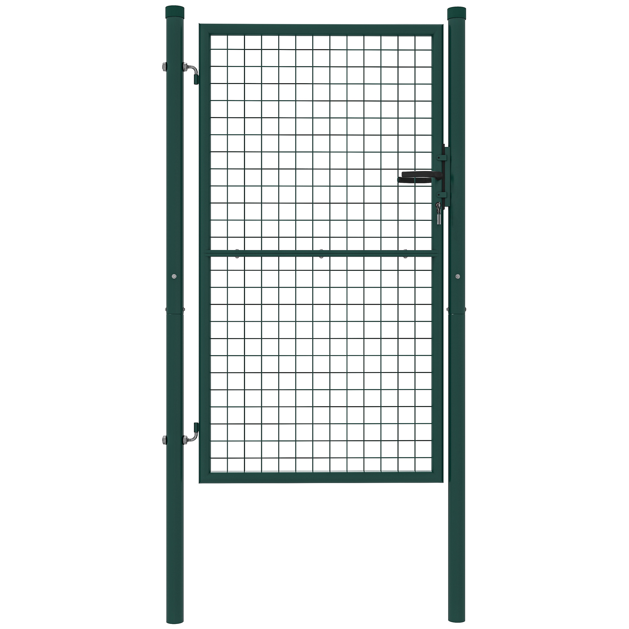 Outsunny Poartă de Grădină din Oțel 97x200 cm, Poartă cu Încuietoare, 3 Chei, Mâner și 2 Stâlpi | Aosom Romania