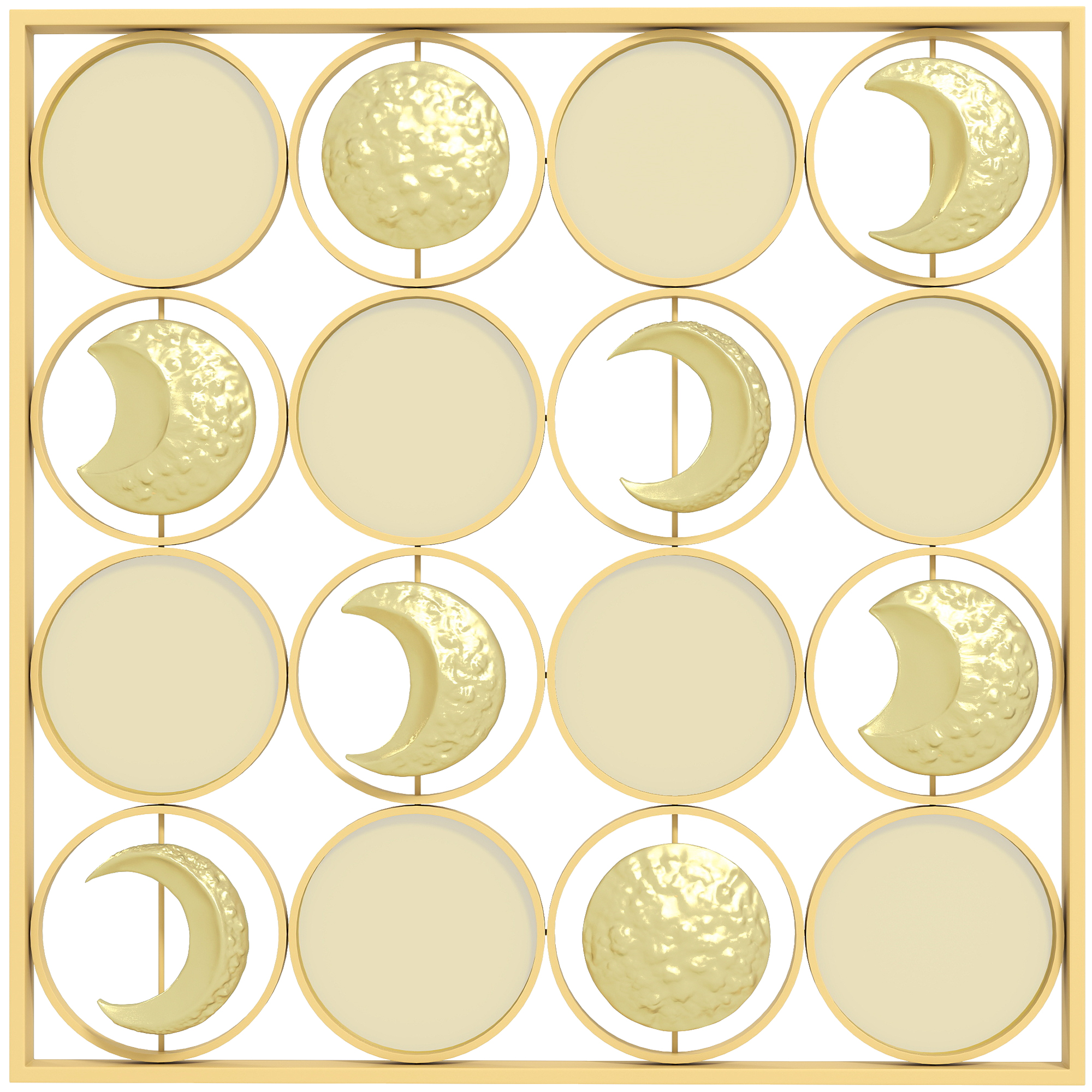 HOMCOM Decoração de Parede Metálica de Fases Lunares com 16 Discos para Sala Quarto Corredor 67,9x67,9 Dourado Aosom Portugal