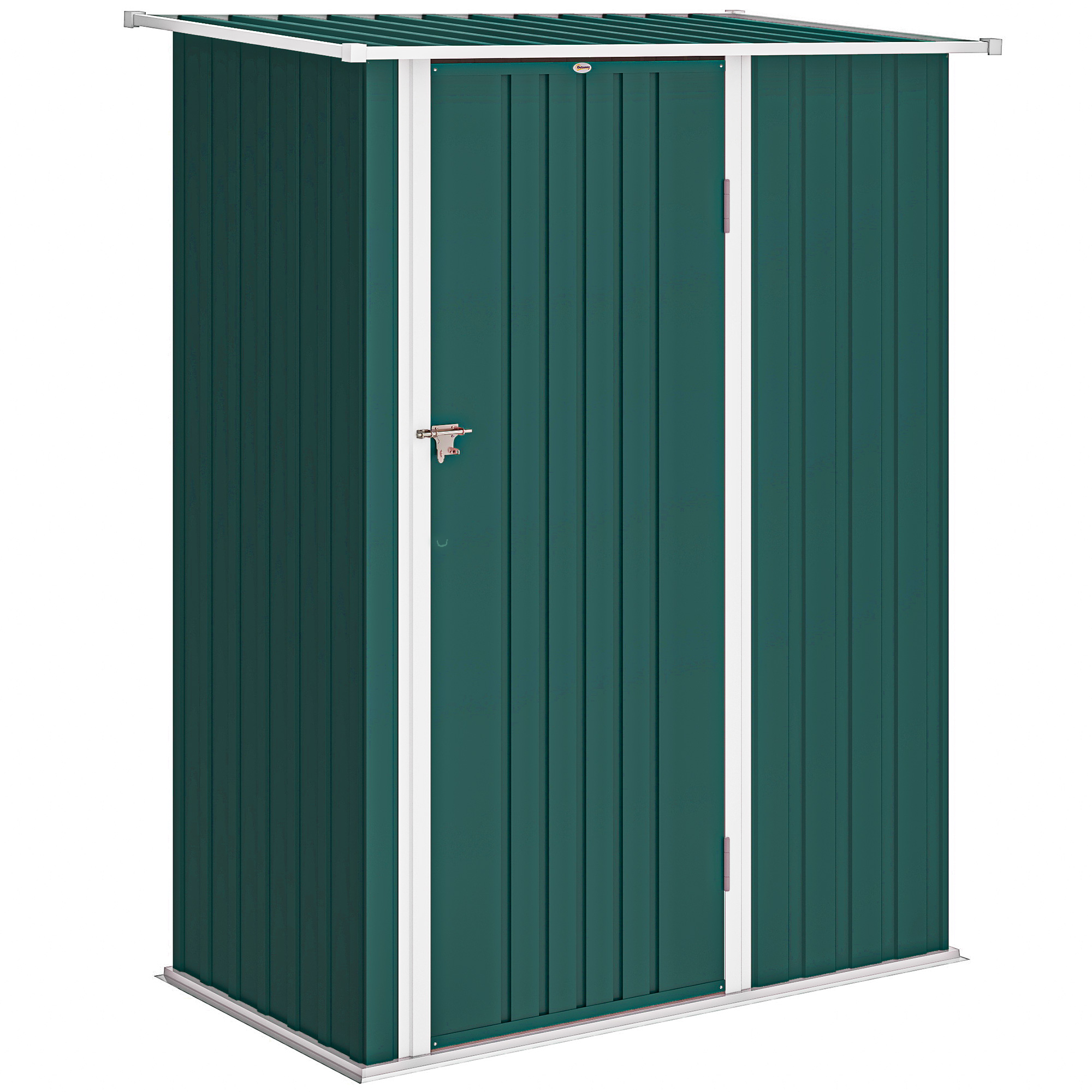 Outsunny Magazie de Grădină 1.07m² din Oțel Zincat Căsuță pentru Depozitare cu Ușă Blocabilă Acoperiș Înclinat 142x86x189 cm Verde | Aosom Romania