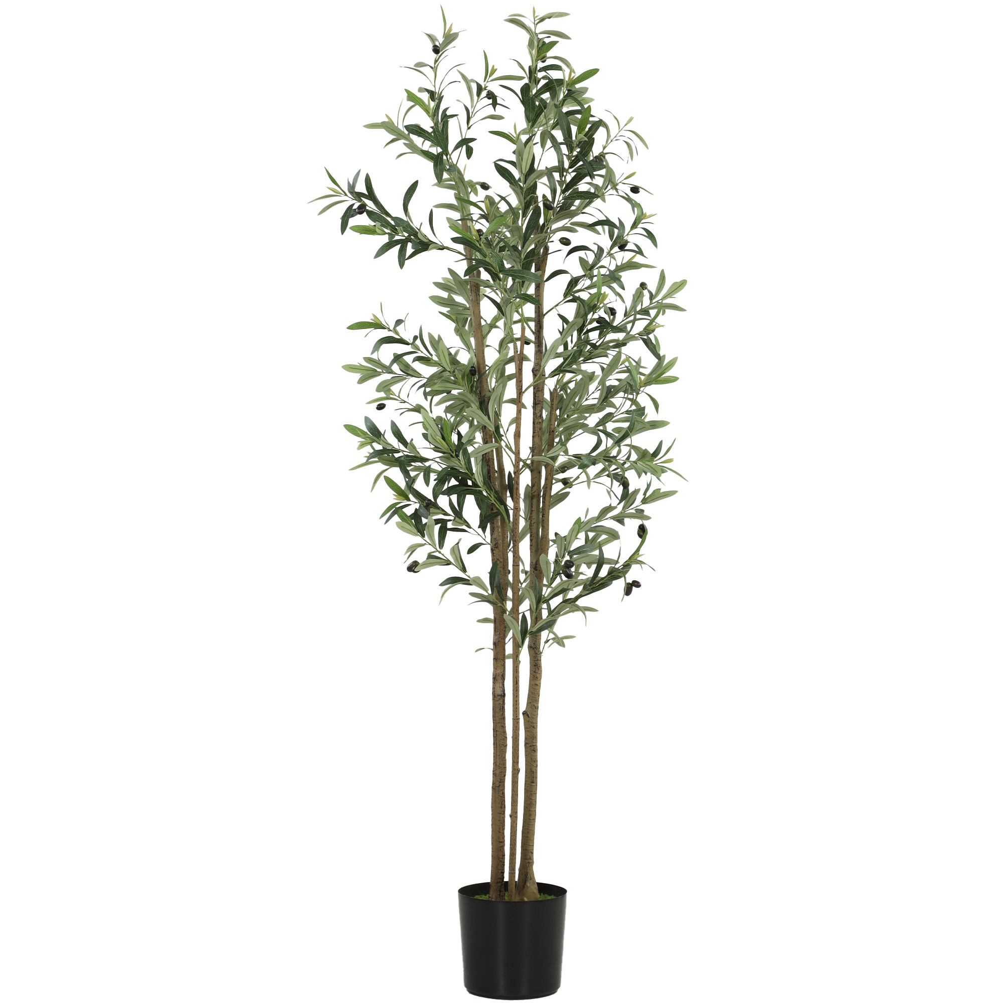 HOMCOM 175 cm Artificial Olive Tree, Tall Faux Plant with 787 Leaves & Adjustable Branches,