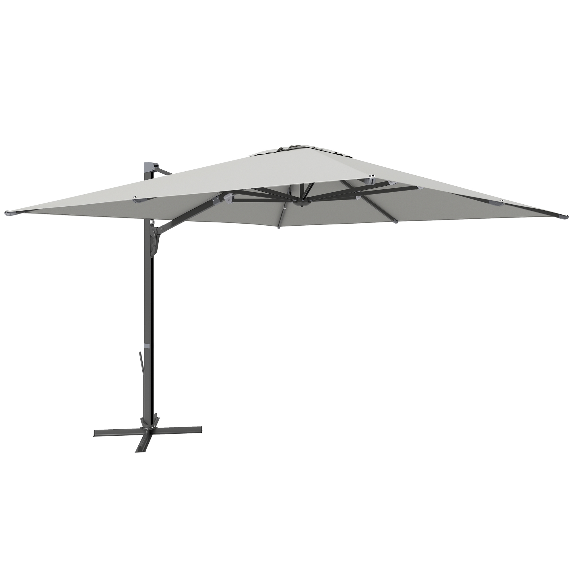 Outsunny Umbrelă Suspendată 3.6x3 m Rotativă și Inclinabilă Gri Deschis | Aosom Romania
