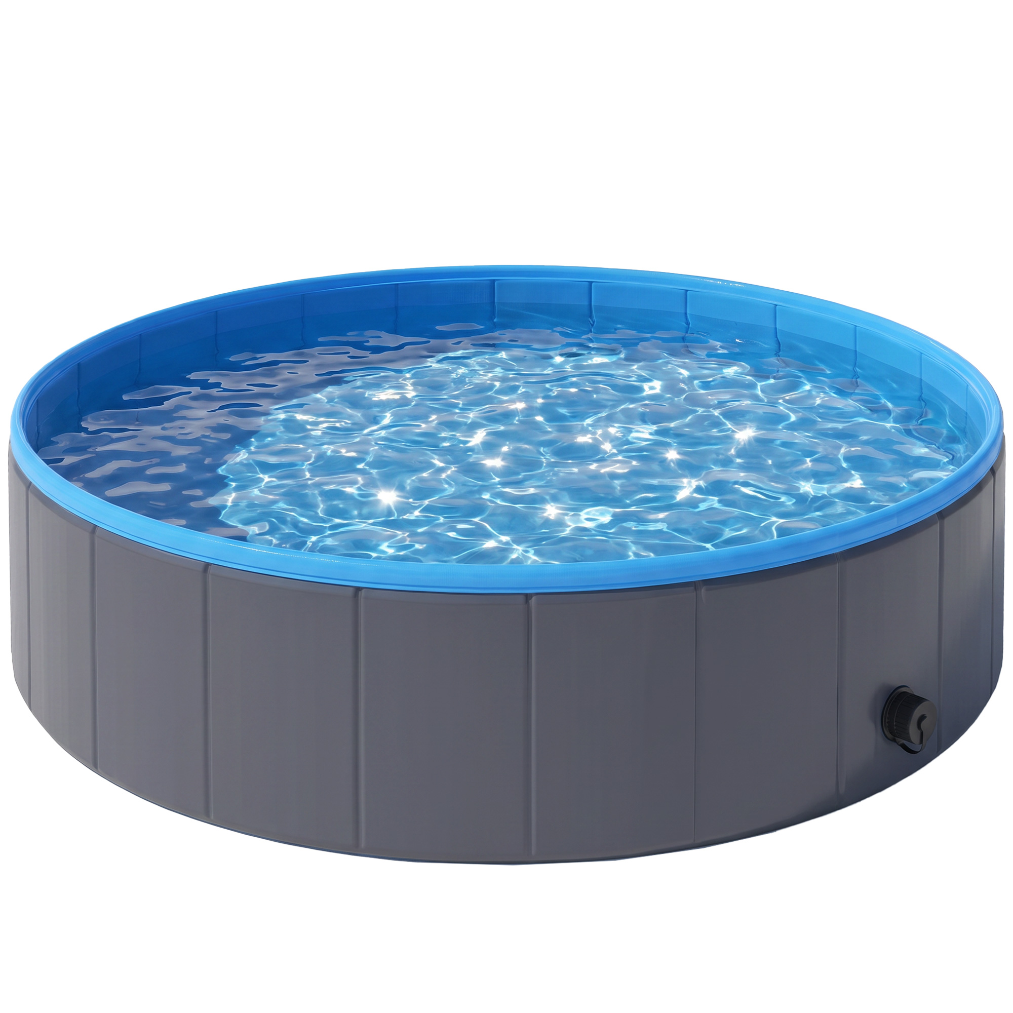 PawHut Piscina Pieghevole per Cani per Taglie Grandi e Medi, con Fondo Antiscivolo per Anatre, Interno ed Esterno, 120x30 cm, Blu e Grigio Scuro   Aosom Italy