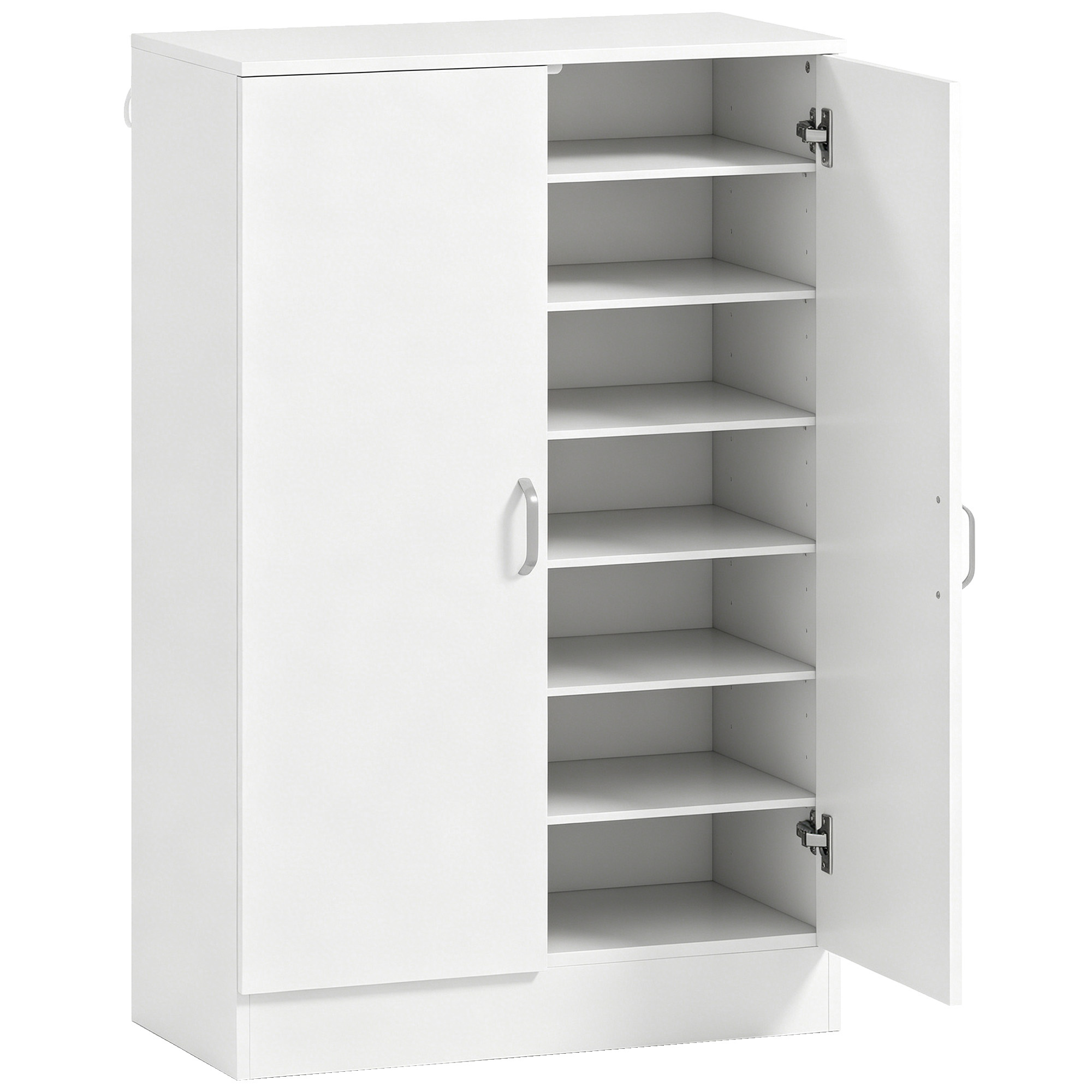 HOMCOM Armoire à chaussures 2 portes, 6 étagères réglables, charnières à fermeture douce pour 21 paires, bois naturel