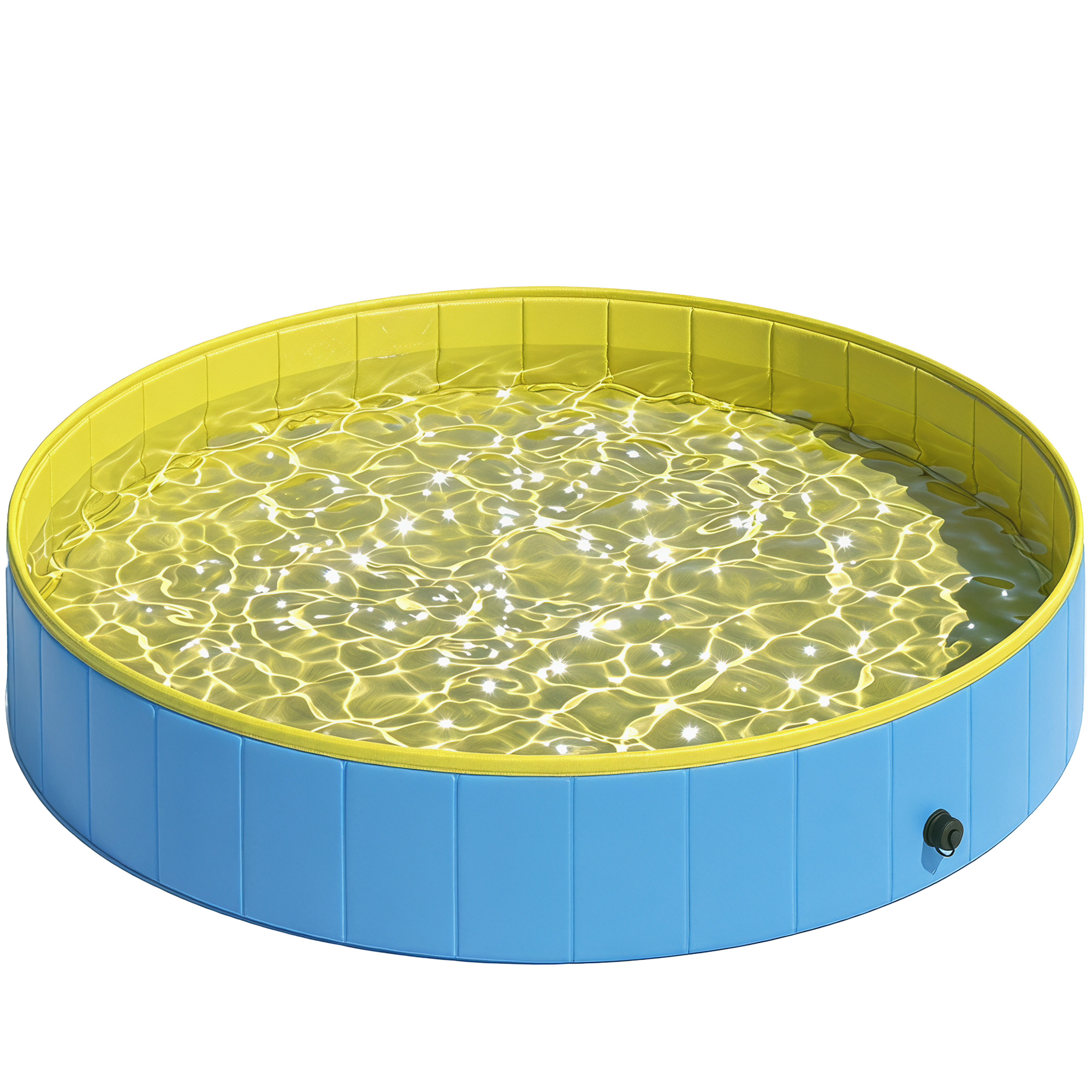 PawHut Piscina Pieghevole per Cani per Taglie Grandi e Extra Grandi, con Fondo Antiscivolo per Anatre, Interno ed Esterno, 160x30 cm, Blu e Giallo   Aosom Italy
