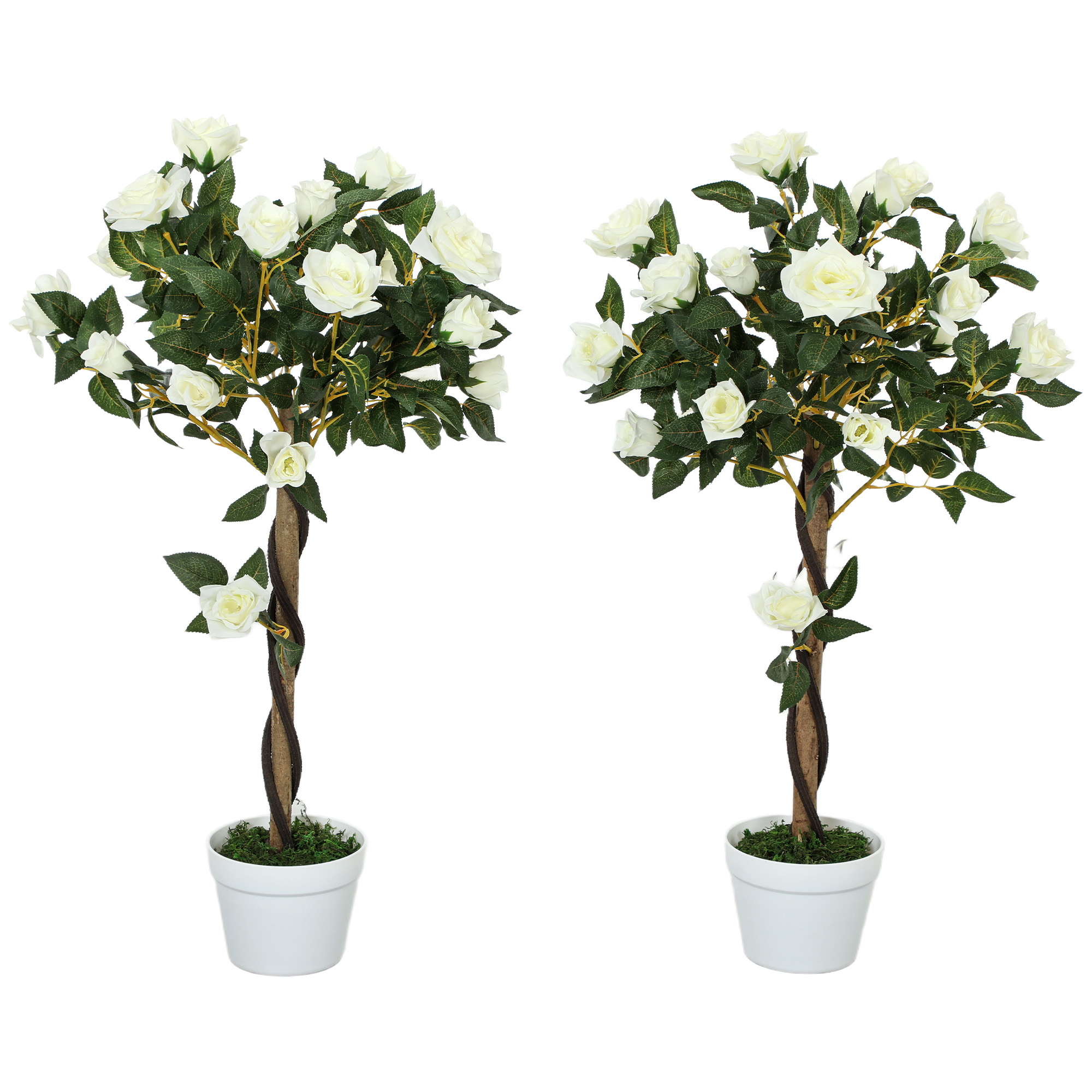 Outsunny Plantă Artificială de Trandafir cu 21 de Flori Ø18x90 cm Portocaliu cu Vas | Aosom Romania