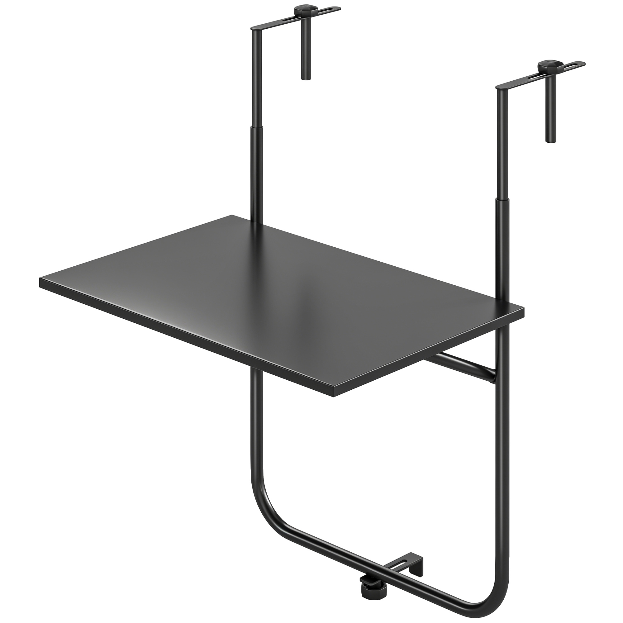Outsunny Table de balcon suspendue plateau rectangulaire et hauteur réglable cadre en métal, dim. 62L x 60P x 85,5H cm noir