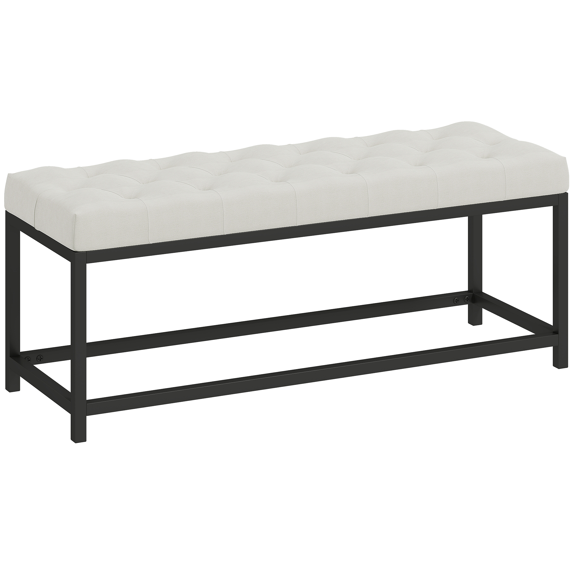 HOMCOM Banco de Cama Tapizado Terciopelo con Base de Metal Crema