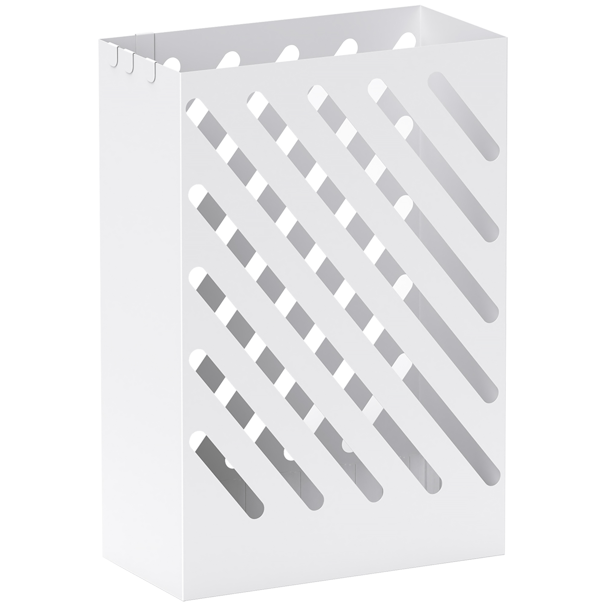 HOMCOM Schirmständer Regenschirmständer mit 4 Haken und Wasserauffangschale Regenschirmhalter für Gehstöcke & Regenschirme Stahl 28 x 14 x 41 cm Weiß Aosom