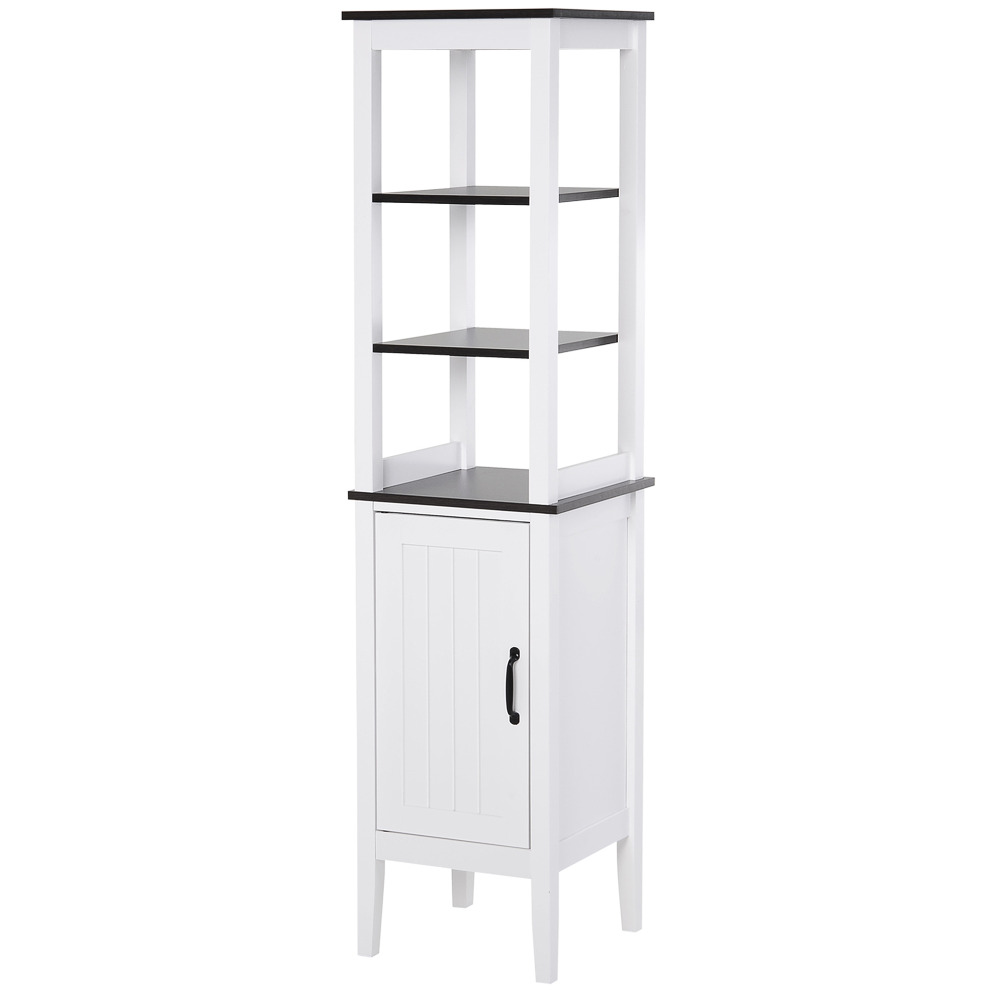 kleankin Badezimmerregal, Badeschrank, Küchenschrank, 3 Ablagen, MDF, Weiß, 40 x 38 x 162,5 cm   Aosom