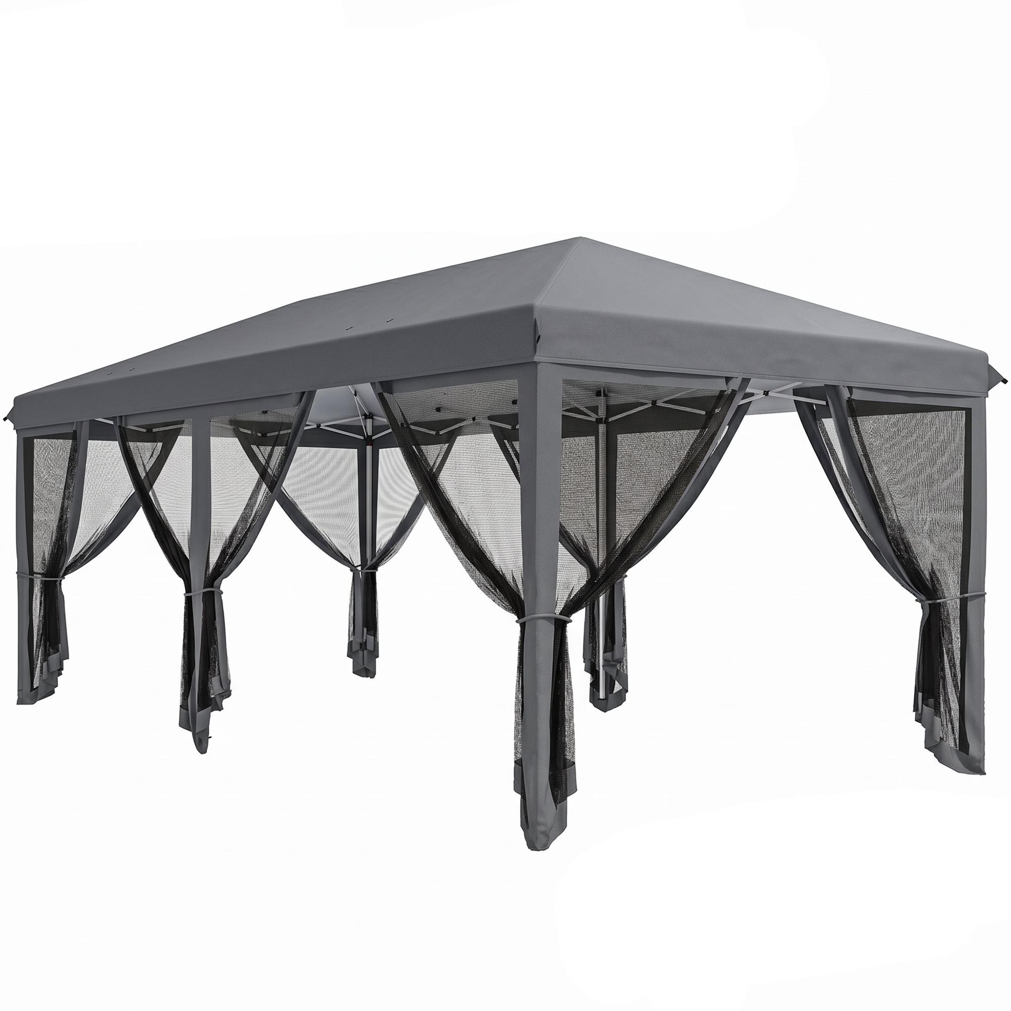 Outsunny Pergolă Pliabilă cu 6 Plase de Țânțari, Pergolă de Grădină cu Structură din Oțel, 591x295cm, Crem Alb | Aosom Romania