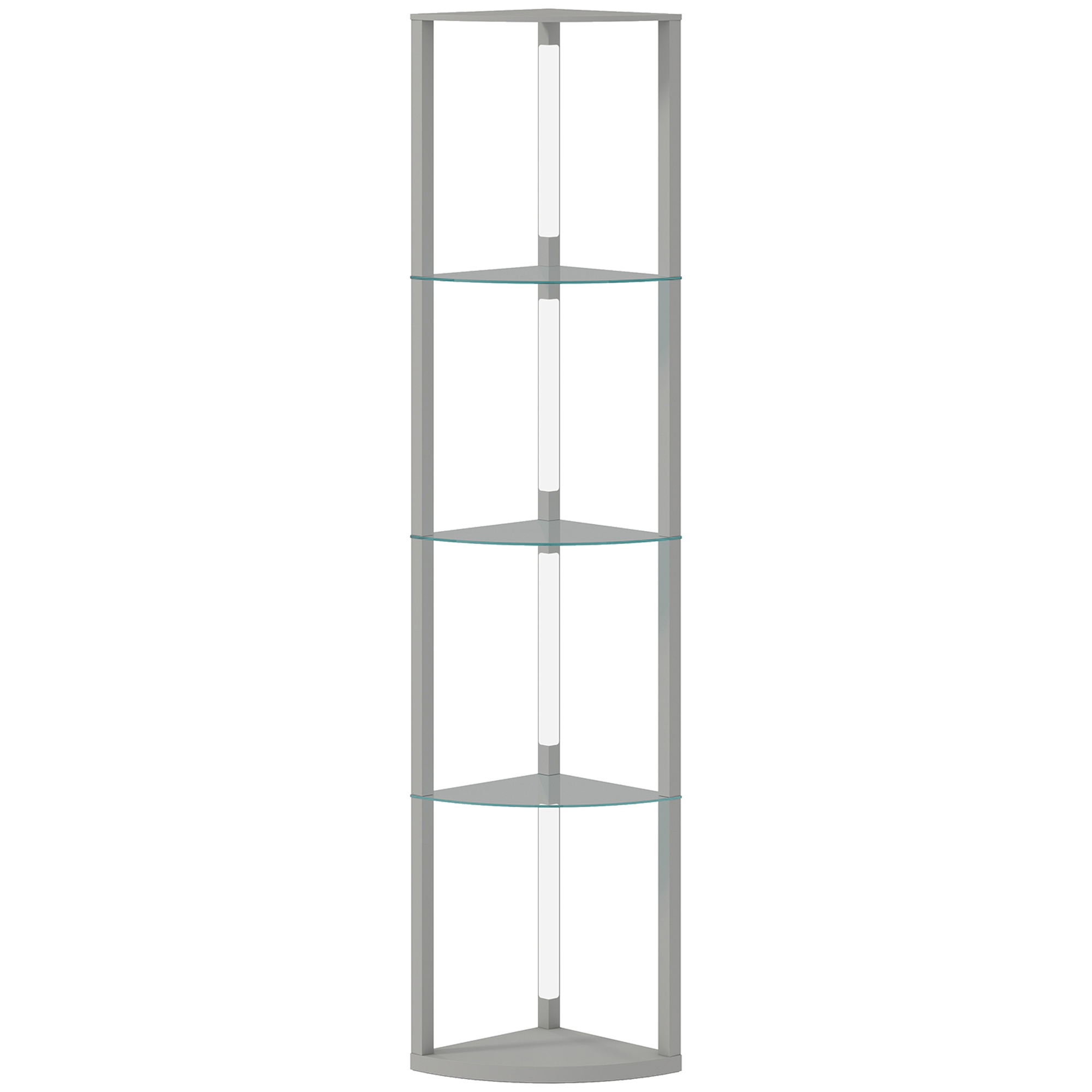 HOMCOM LED Floor Lamp with Shelves, Dimmable Standing Lamp with Foot Switch for Living Room, Bedroom, Grey