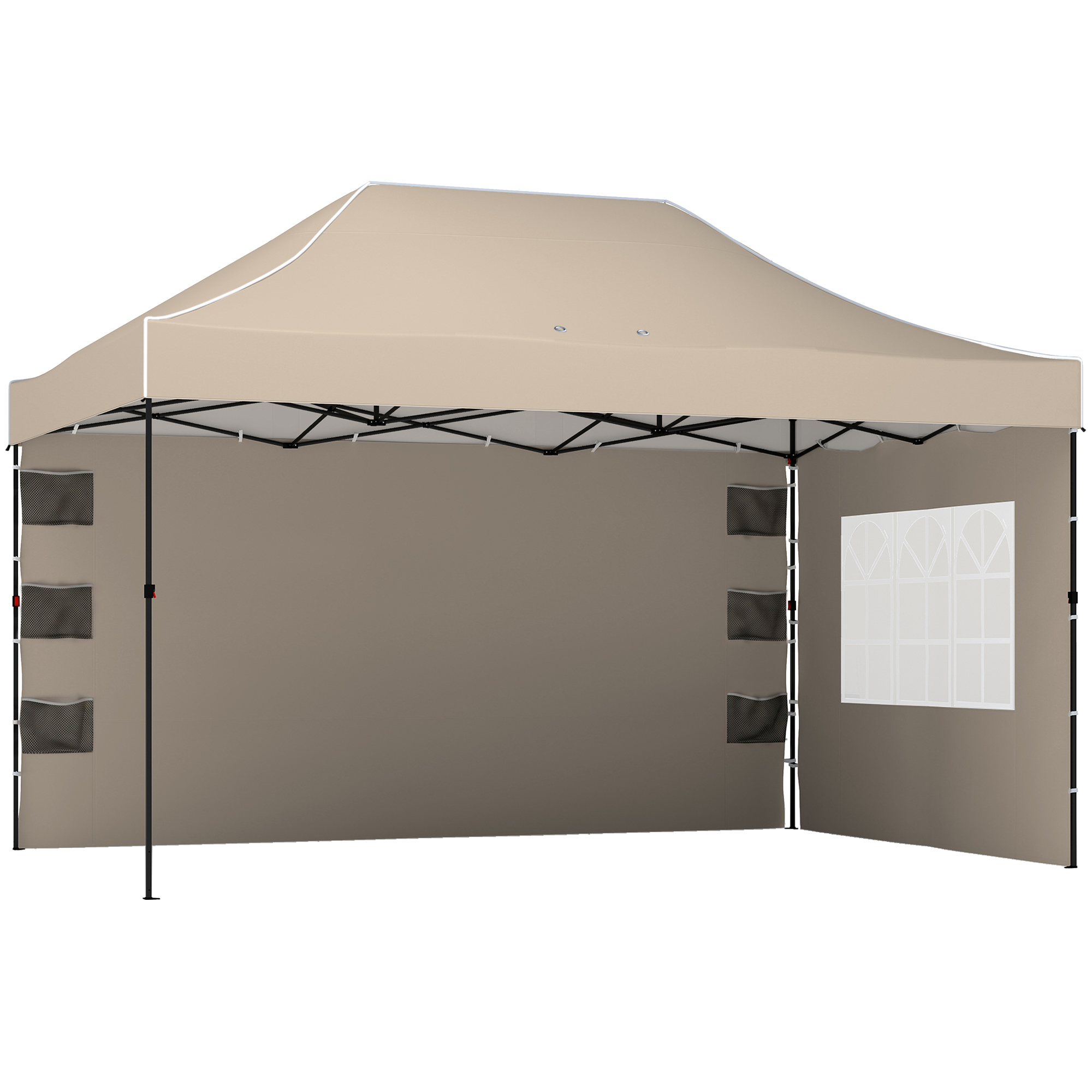 Outsunny Pavilion 3x43m Acoperiș UPF50+ Pereți Geantă cu Roți Tenda Grădină Maro Nisipiu | Aosom Romania