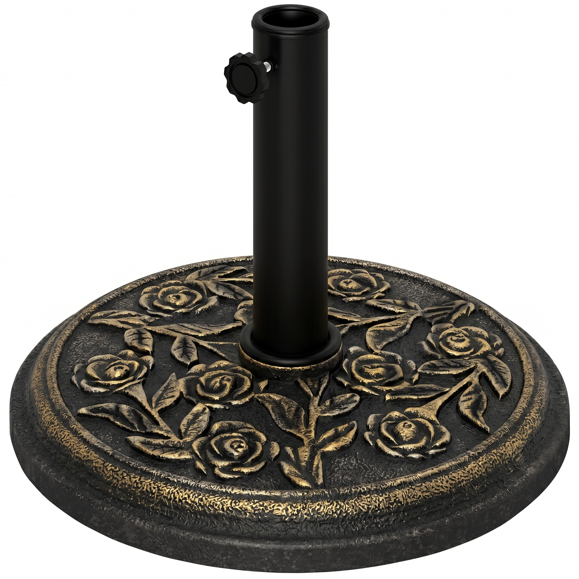 Outsunny 9kg Garden Parasol Base, Round Resin Sun Umbrella Base, Outdoor Umbrella Stand for 38mm or 48mm Outdoor Umbrella Poles, Bronze Tone
