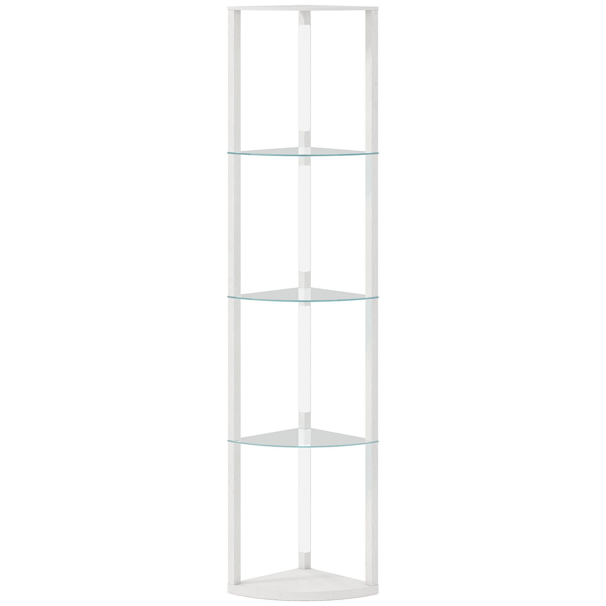 HOMCOM LED Floor Lamp with Shelves, Dimmable Standing Lamp with Foot Switch for Living Room, Bedroom, White