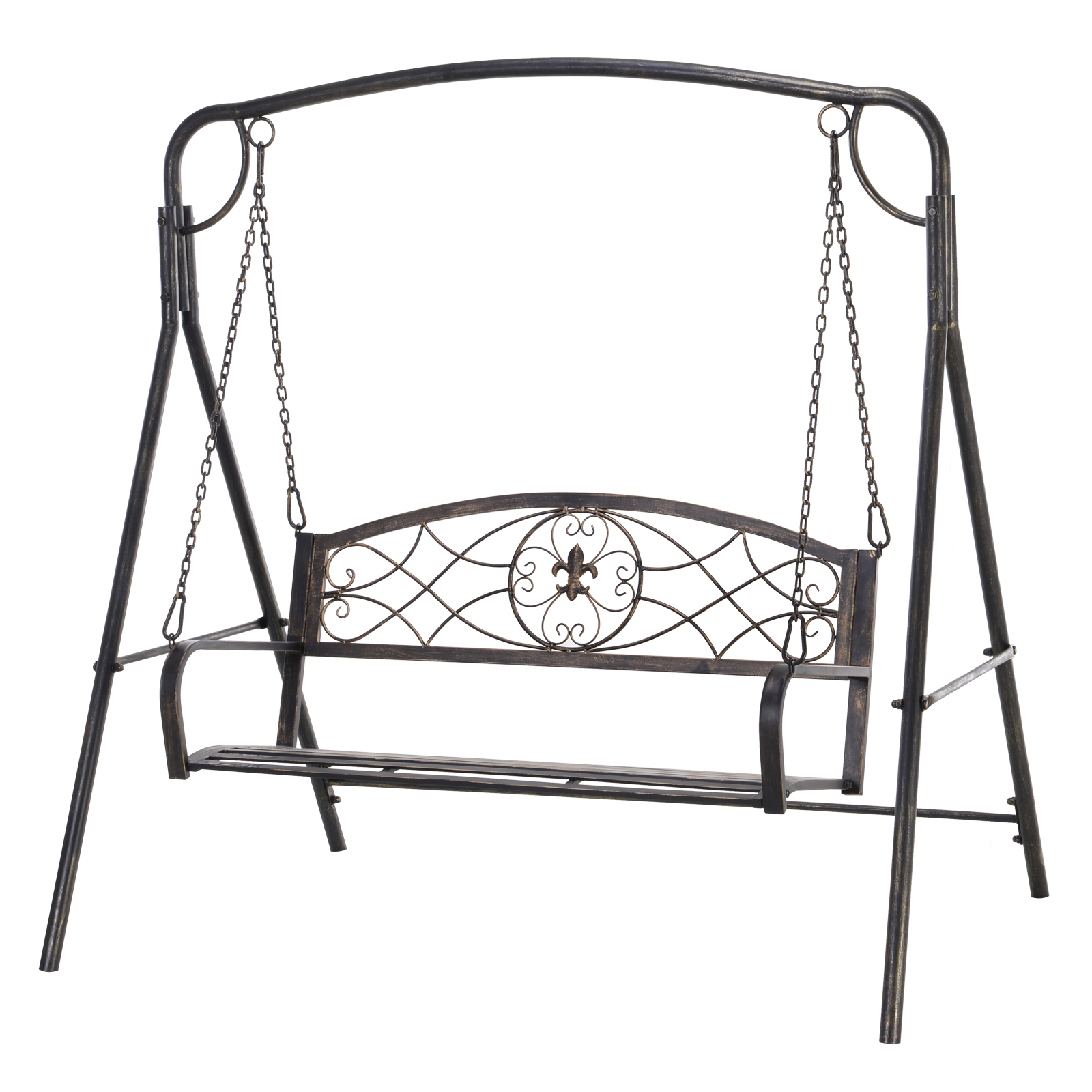 Outsunny Gartenschaukel für 2 Personen, Hollywoodschaukel aus Metall in Bronze, 167 x 123 x 175 cm, ideal für Garten & Terrasse Aosom.de