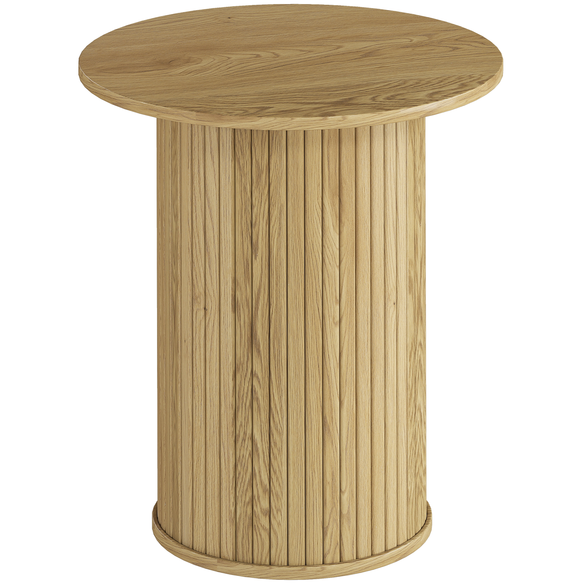 HOMCOM Runder Beistelltisch Ø 48 cm, Couchtisch mit kannelierten Beinen, für Wohnzimmer, Schlafzimmer oder kleine Räume, Eiche Aosom