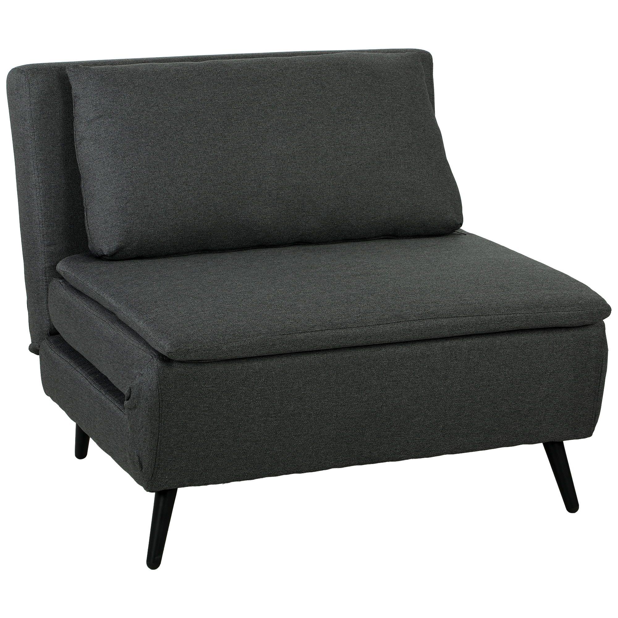 HOMCOM Fauteuil-lit 3-en-1 pliable, fauteuil-lit aspect lin avec dossier réglable, ressorts en S, pieds en métal, gris foncé