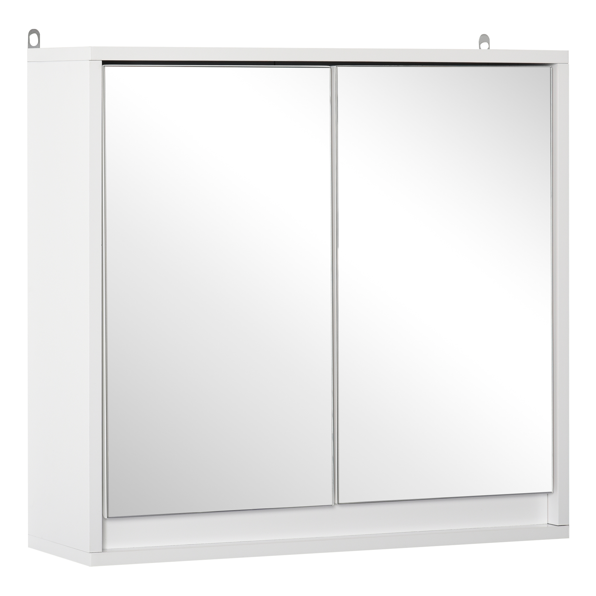 HOMCOM Armario de Baño con Espejo con 2 Puertas y Balda Ajustable Mueble Colgante de Estilo Moderno 48x14,5x45 cm Blanco | Aosom España