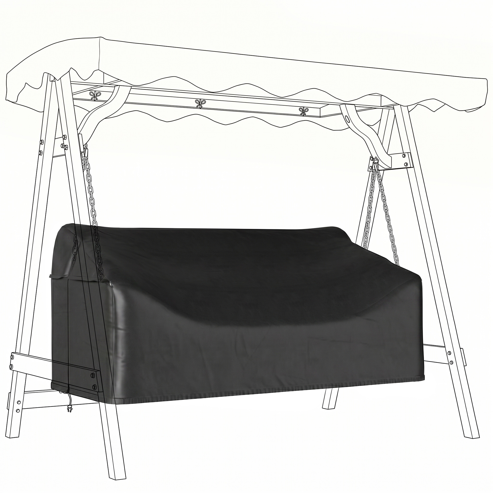 Outsunny 3-zits tuinschommel-hoes, waterdichte beschermhoes, winddicht en UV-bestendig, 420D Oxford-stof