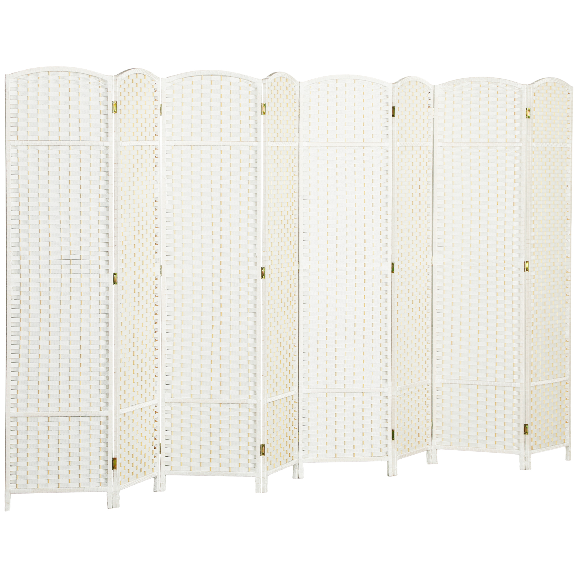 HOMCOM Paravent 8-teilig 320 x 170 cm Raumteiler Faltbar Trennwand aus Kiefernholz, Sichtschutz Raumtrenner Stellwand für Schlafzimmer Wohnzimmer Weiß Aosom